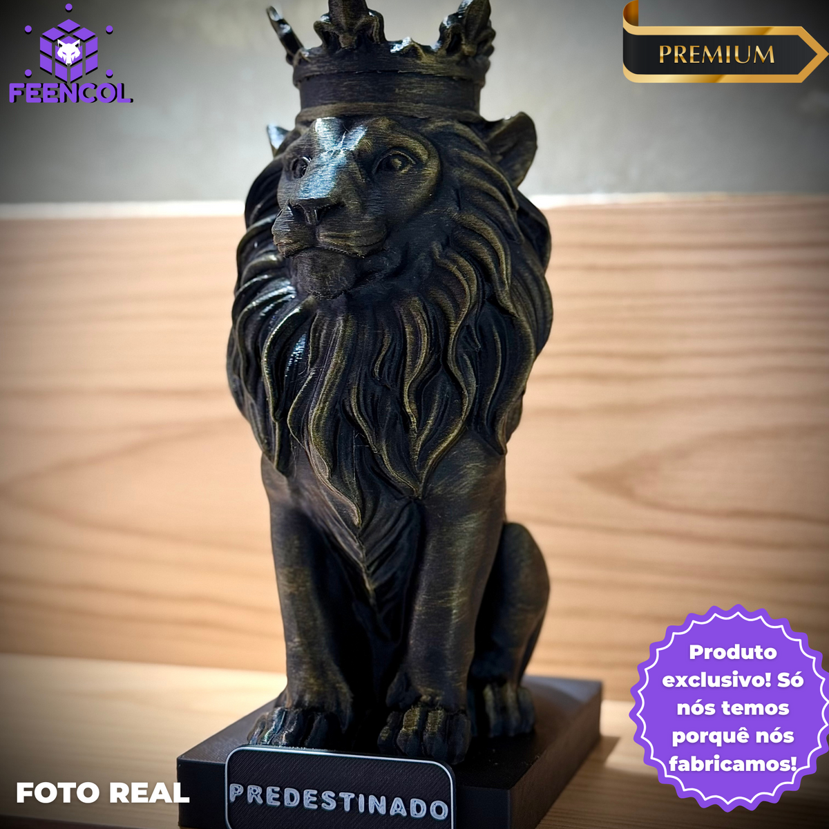 Figure Leão Predestinado Premium Decorativos de Luxo pintado a mão, Pronta entrega