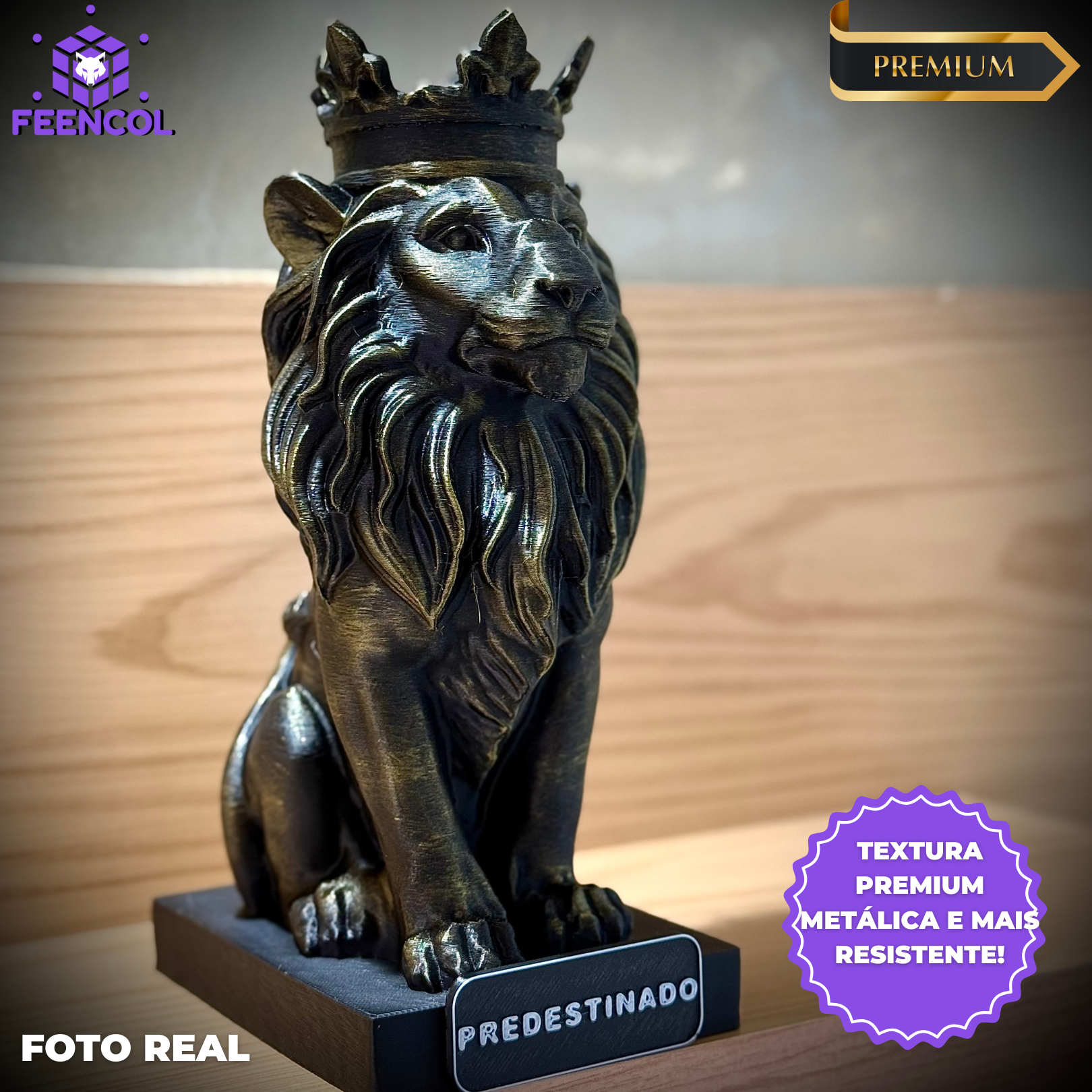 Figure Leão Predestinado Premium Decorativos de Luxo pintado a mão, Pronta entrega
