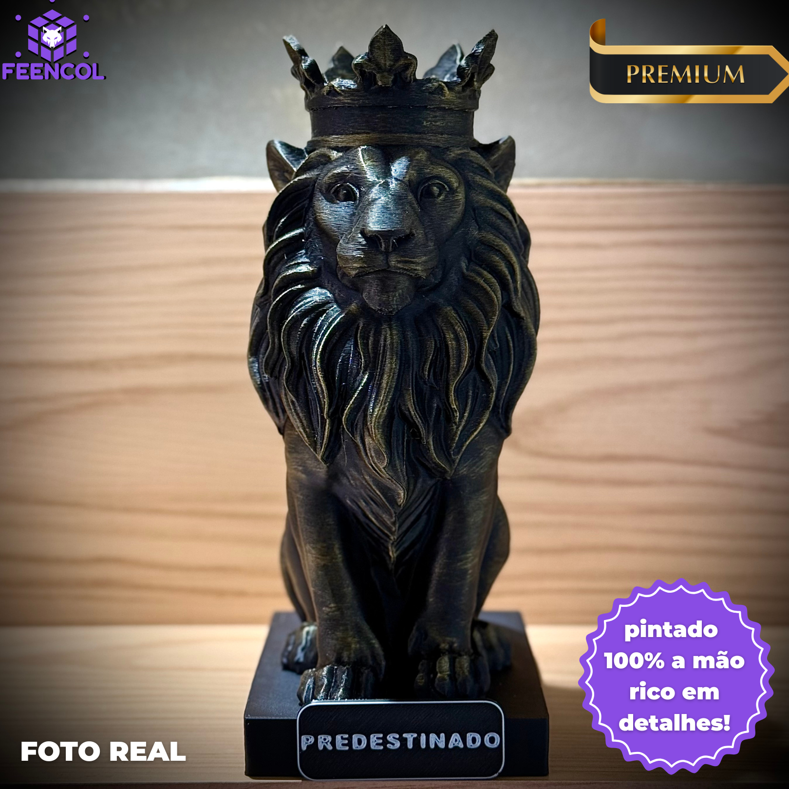 Figure Leão Predestinado Premium Decorativos de Luxo pintado a mão, Pronta entrega