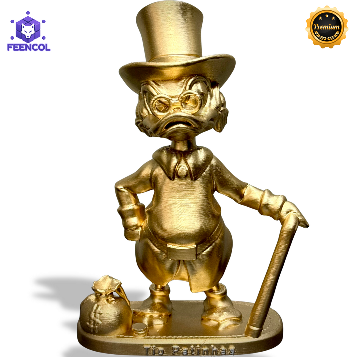 The Golden Duck – ( Figure Tio Patinhas Dourado) Premium Decorativo de Luxo pintado a mão, Pronta entrega