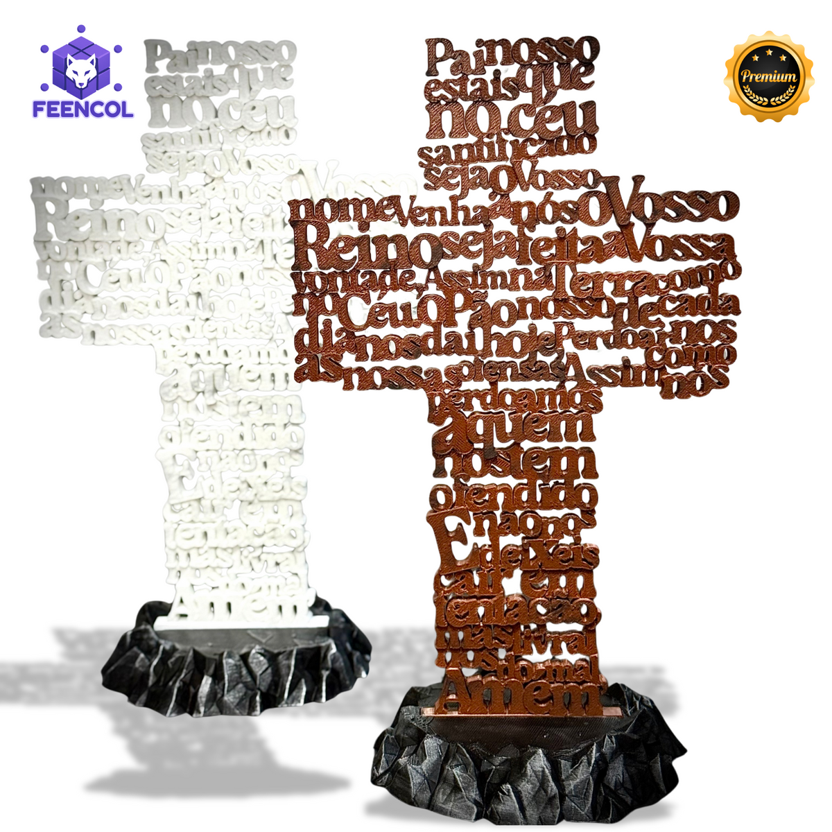 A cruz do pai nosso Figura Premium Decorativa de Luxo pintado a mão, Pronta entrega + Chaveiro Fé de Brinde!