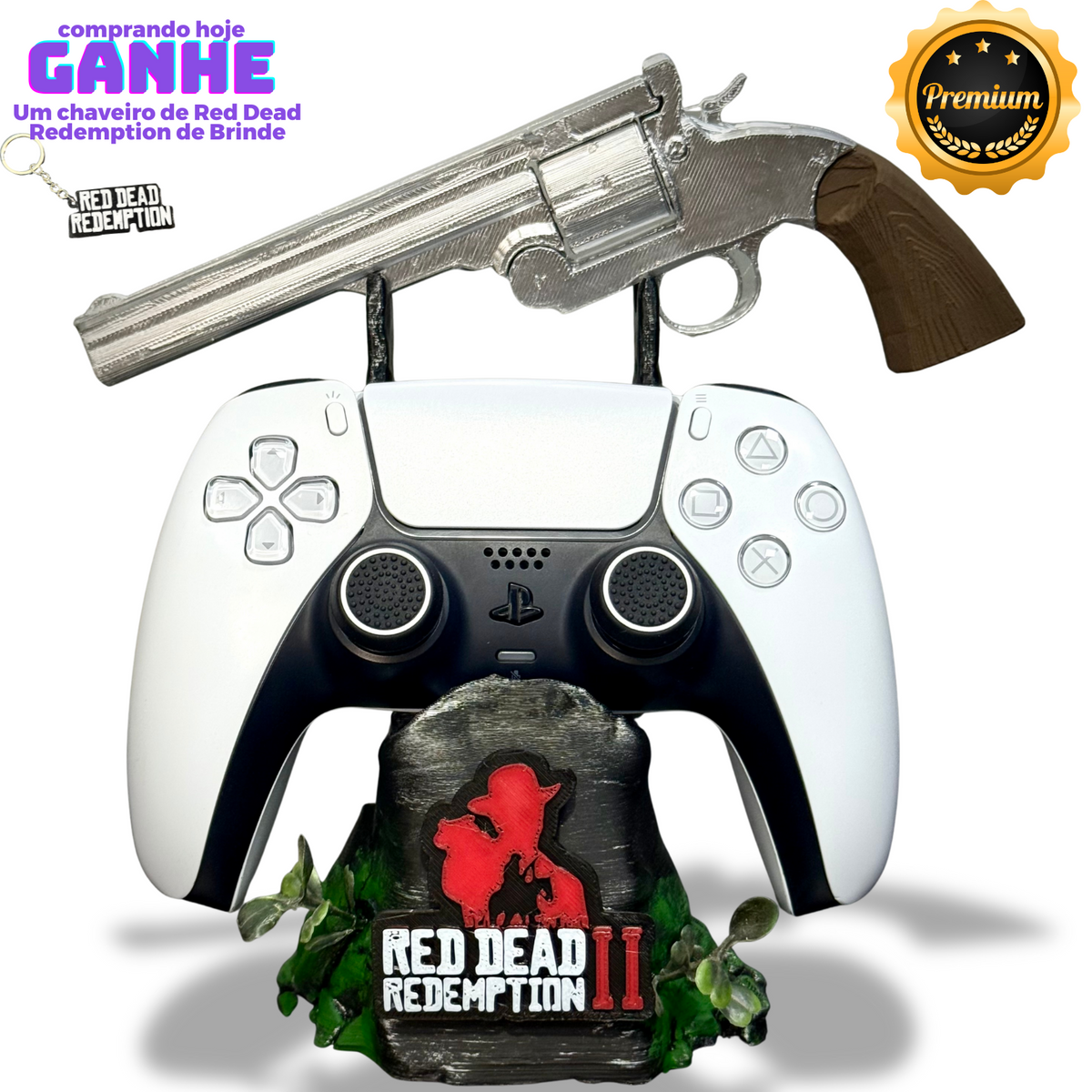 Suporte Premium Para Controle de Playstaion/Xbox Red Dead Redemption 2 Nova Versão pintado a mão +CHAVEIRO DE BRINDE Pronta Entrega