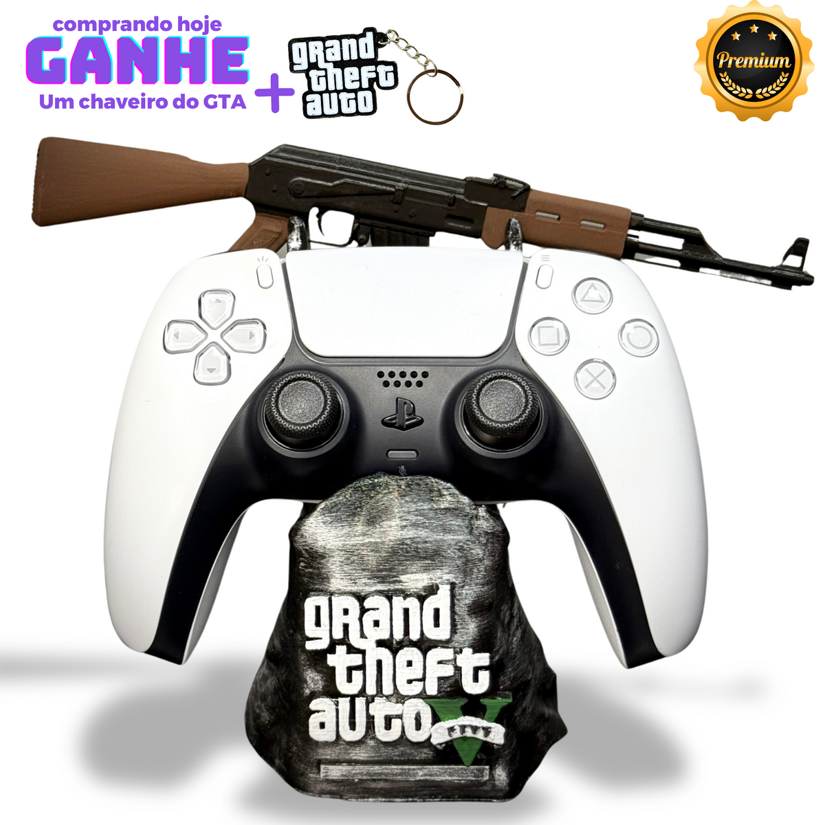 Suporte Premium Para Controle Ps5/ Ps4 e Xbox GTA 5 de luxo pintado a mão + CHAVEIRO DE BRINDE Pronta Entrega