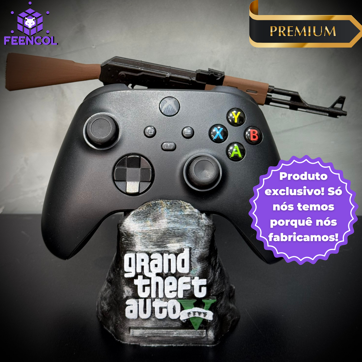 Suporte Premium Para Controle Ps5/ Ps4 e Xbox GTA 5 de luxo pintado a mão + CHAVEIRO DE BRINDE Pronta Entrega