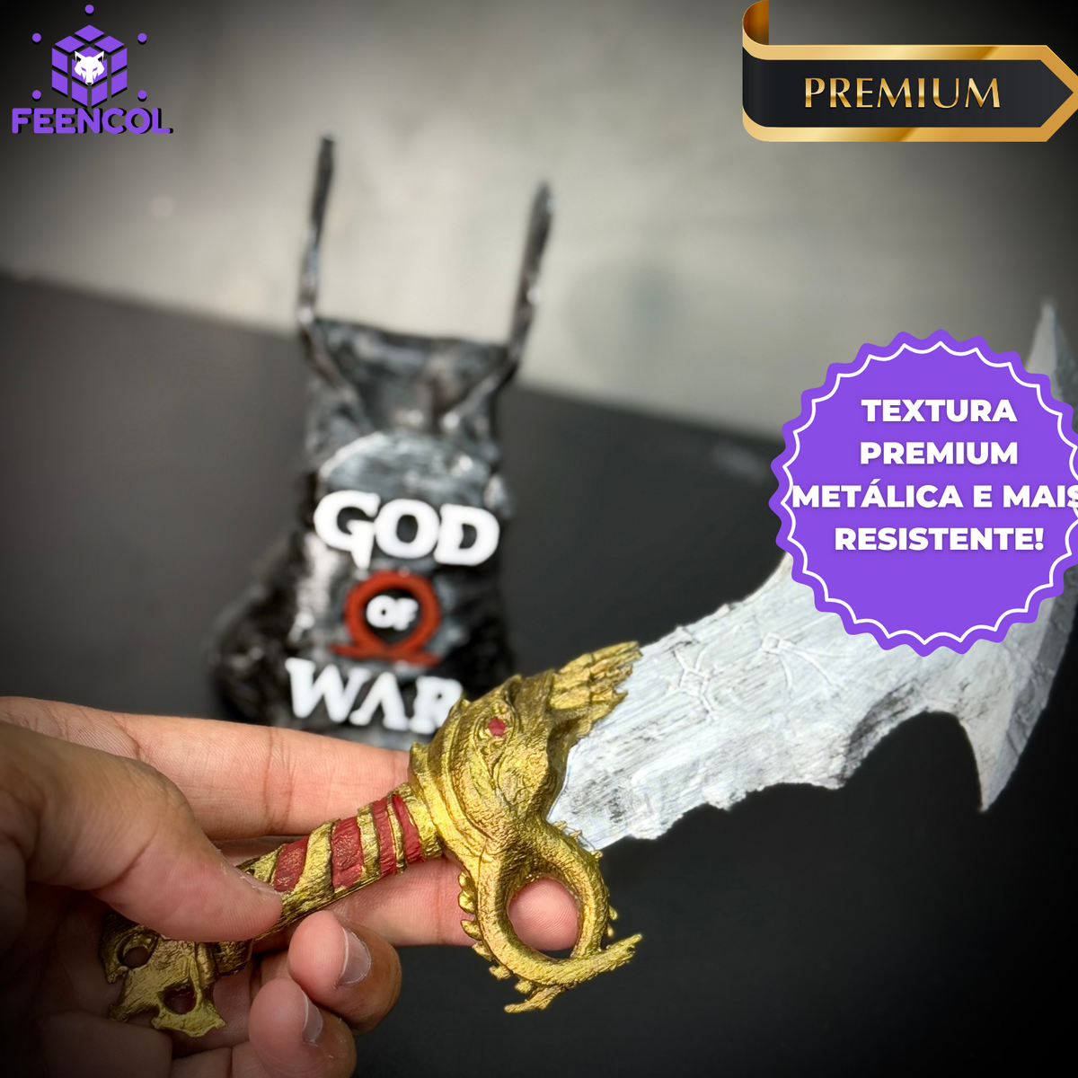Suporte Premium Para Controle Ps5/ Ps4 e Xbox God of War de luxo pintado a mão + CHAVEIRO DE BRINDE Pronta Entrega