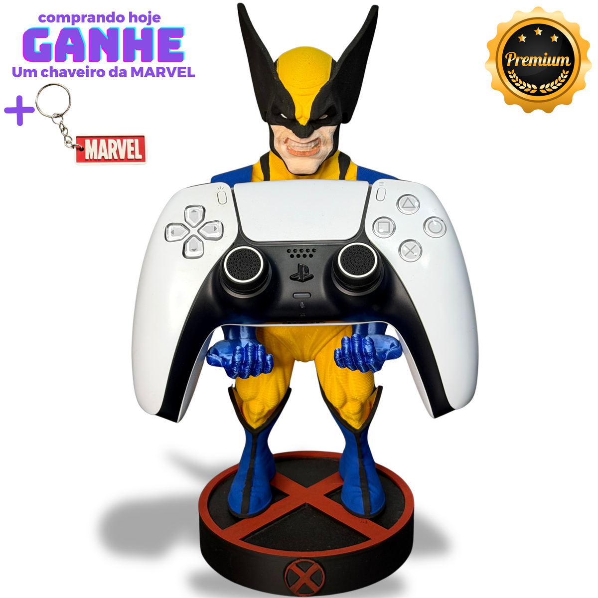 Suporte Premium Para Controle de Playstation e Xbox Wolwerine de luxo pintado a mão Pronta Entrega com chaveiro de brinde
