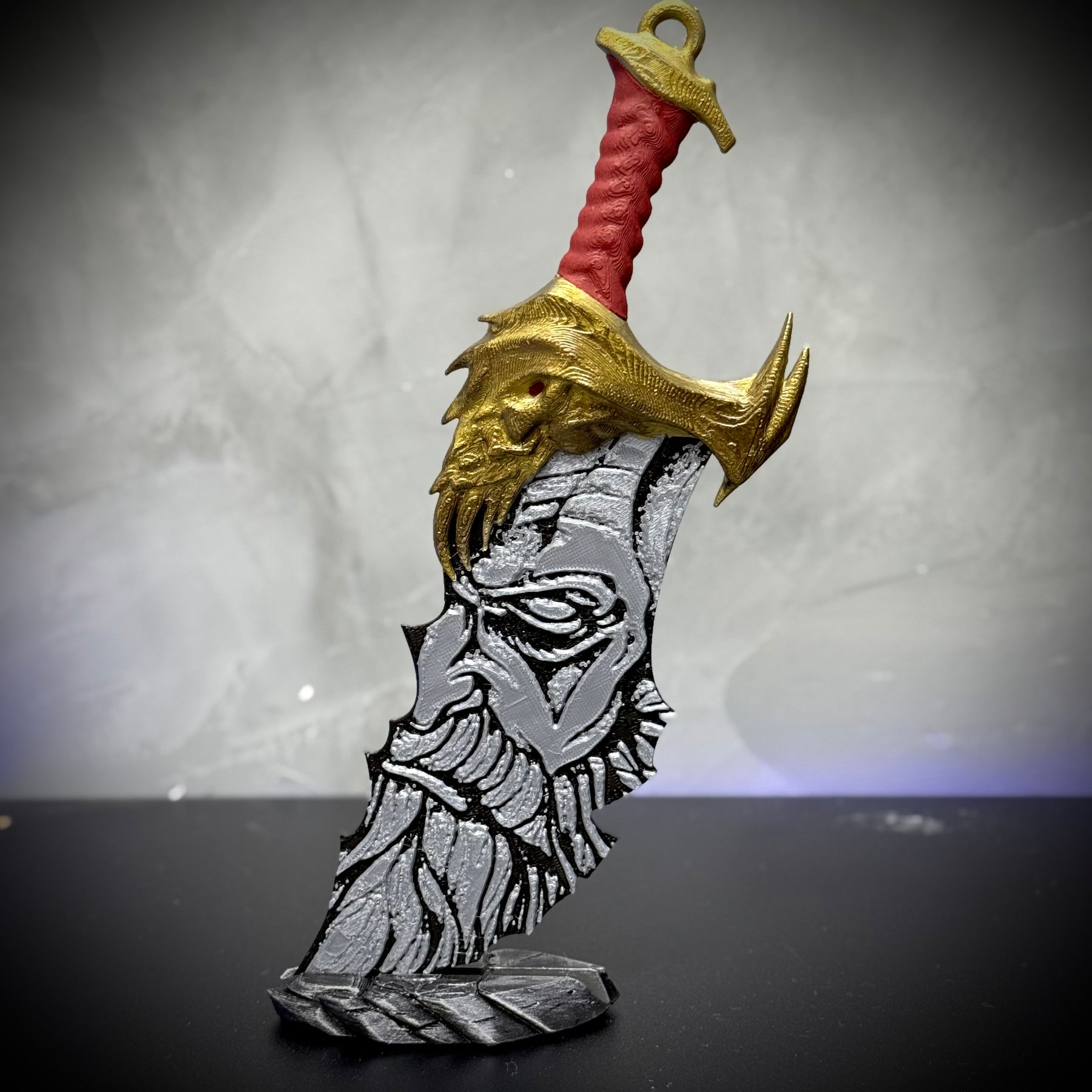 Espada Blade of Chaos God of War com rosto do Kratos Pronta Entrega Decoração de Luxo artesanal