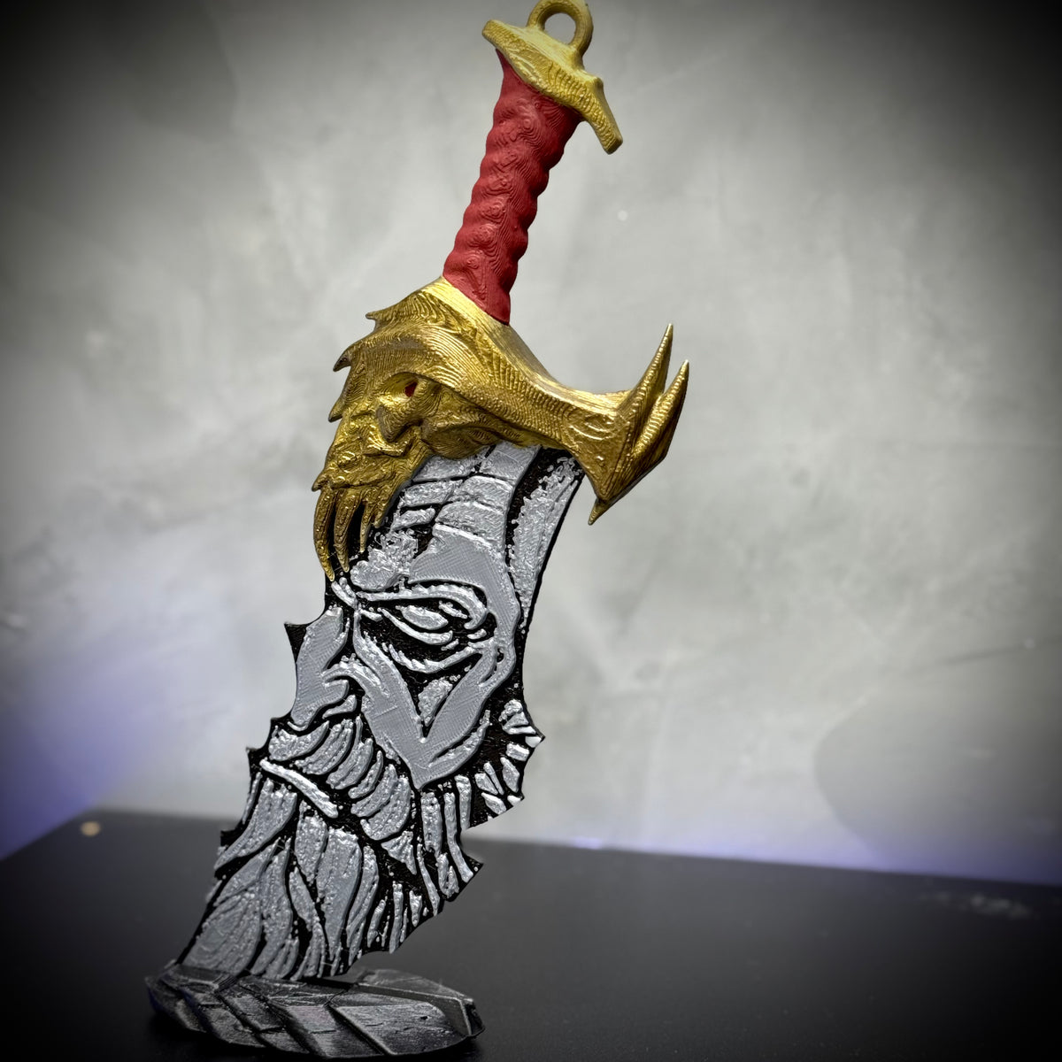 Espada Blade of Chaos God of War com rosto do Kratos Pronta Entrega Decoração de Luxo artesanal