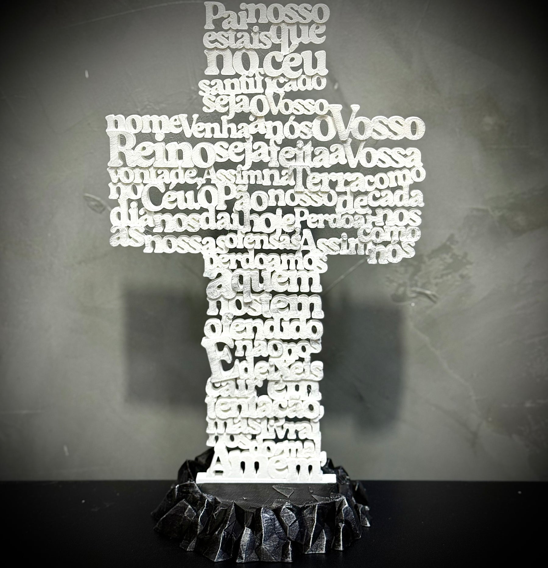 A cruz do pai nosso Figura Premium Decorativa de Luxo pintado a mão, Pronta entrega + Chaveiro Fé de Brinde!