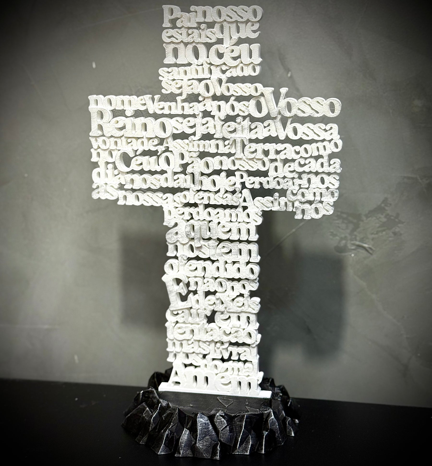 A cruz do pai nosso Figura Premium Decorativa de Luxo pintado a mão, Pronta entrega + Chaveiro Fé de Brinde!