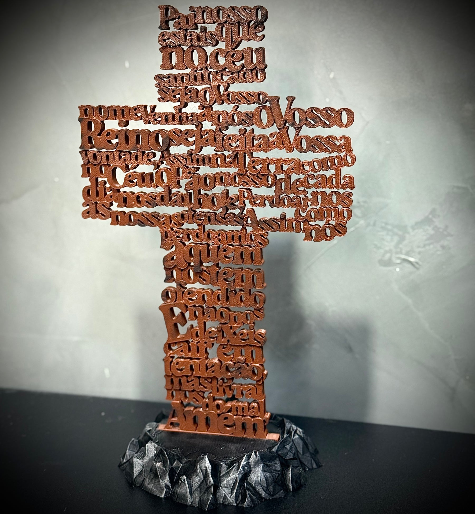 A cruz do pai nosso Figura Premium Decorativa de Luxo pintado a mão, Pronta entrega + Chaveiro Fé de Brinde!