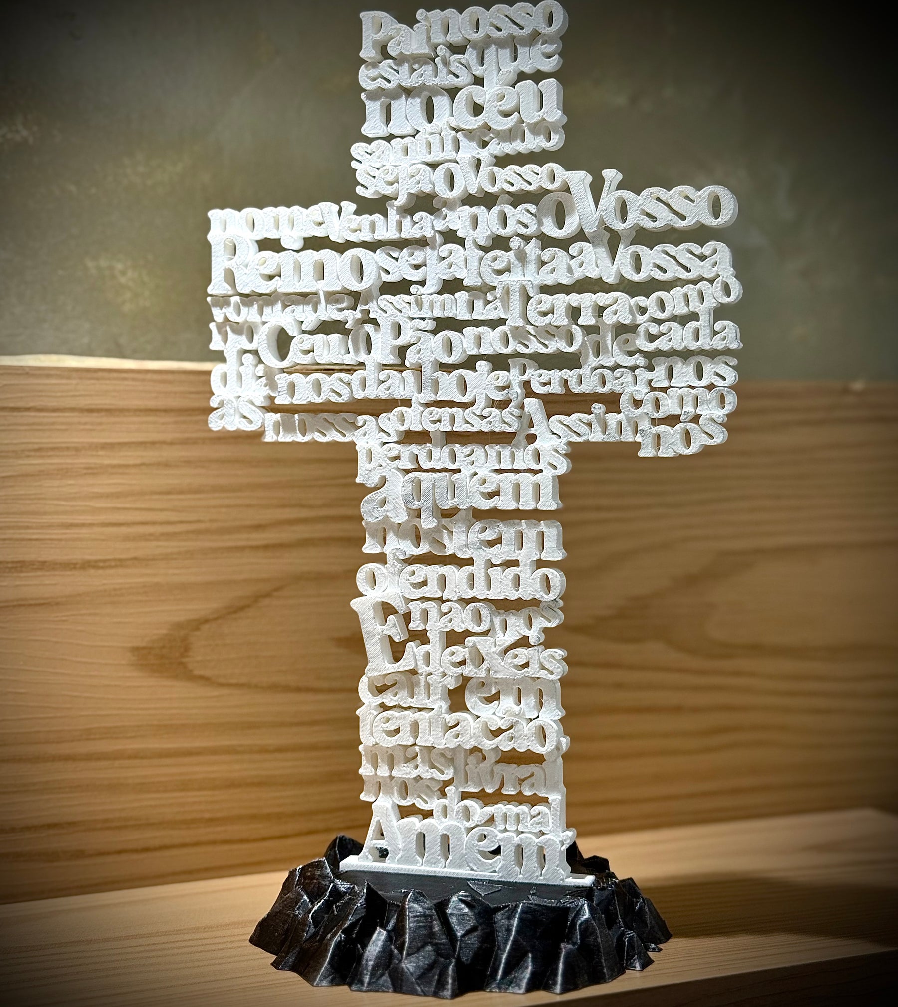 A cruz do pai nosso Figura Premium Decorativa de Luxo pintado a mão, Pronta entrega + Chaveiro Fé de Brinde!