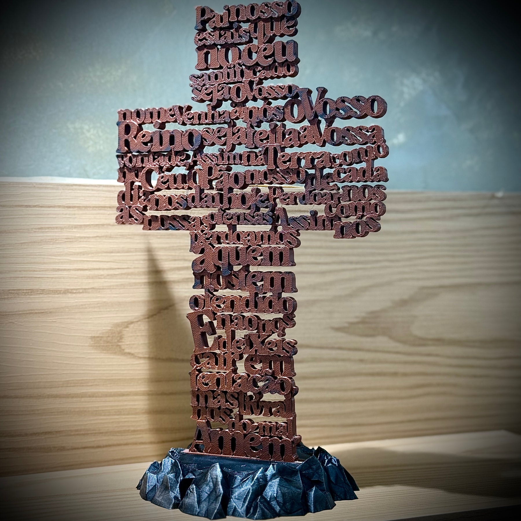 A cruz do pai nosso Figura Premium Decorativa de Luxo pintado a mão, Pronta entrega + Chaveiro Fé de Brinde!