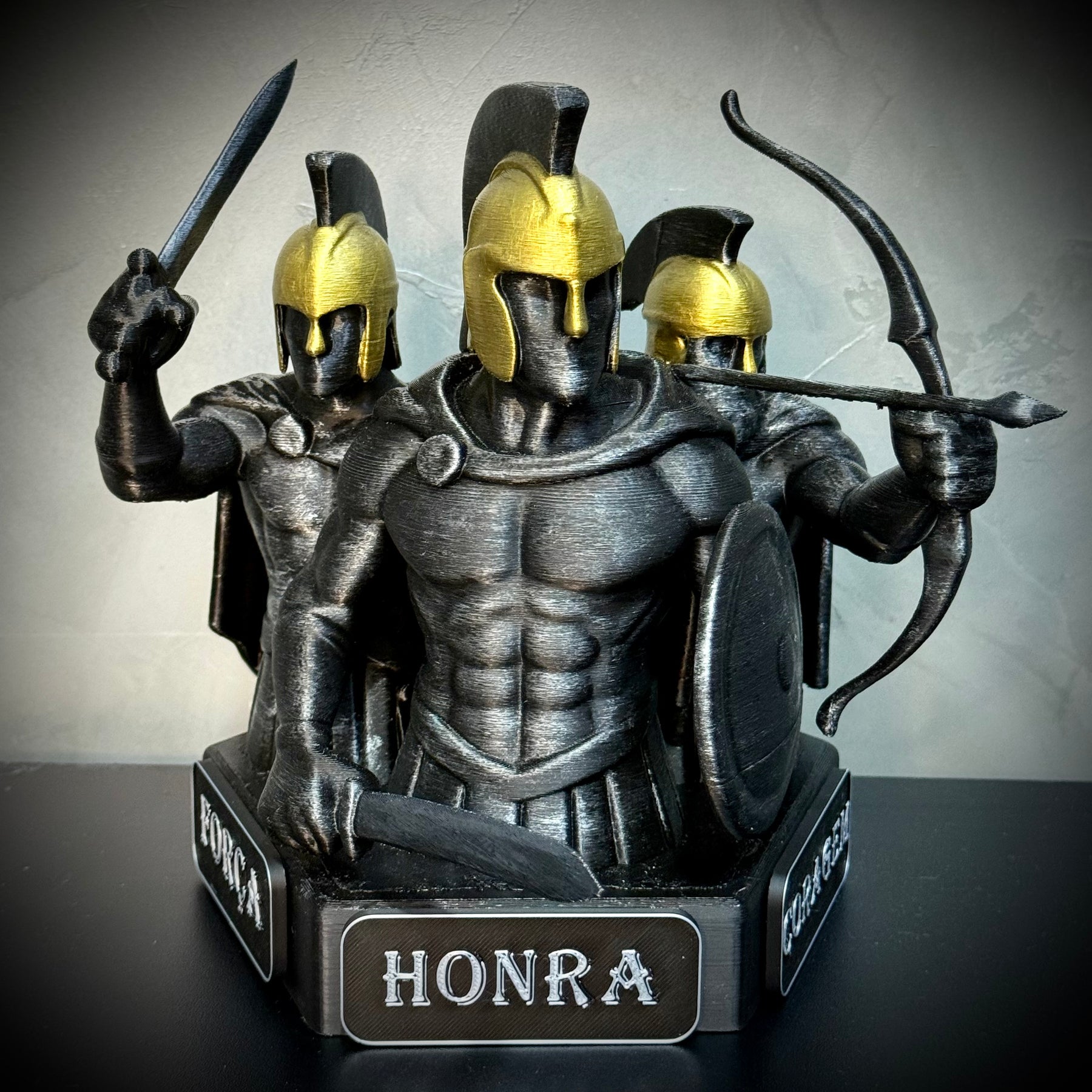 The Spartan Honor – Os Três Espartanos: Força, Honra e Coragem Premium Decorativo de Luxo pintado a mão, Pronta entrega