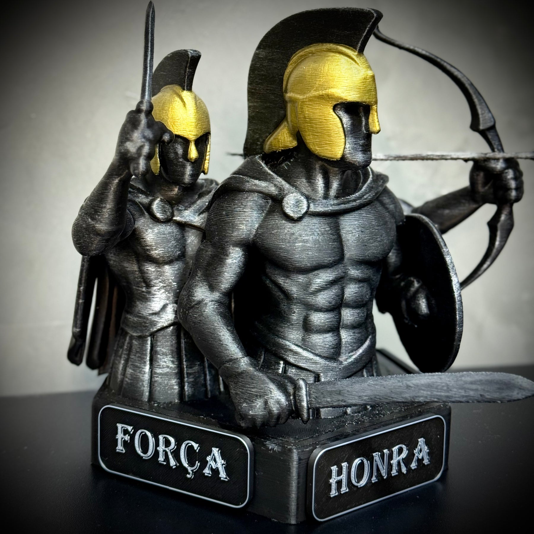 The Spartan Honor – Os Três Espartanos: Força, Honra e Coragem Premium Decorativo de Luxo pintado a mão, Pronta entrega