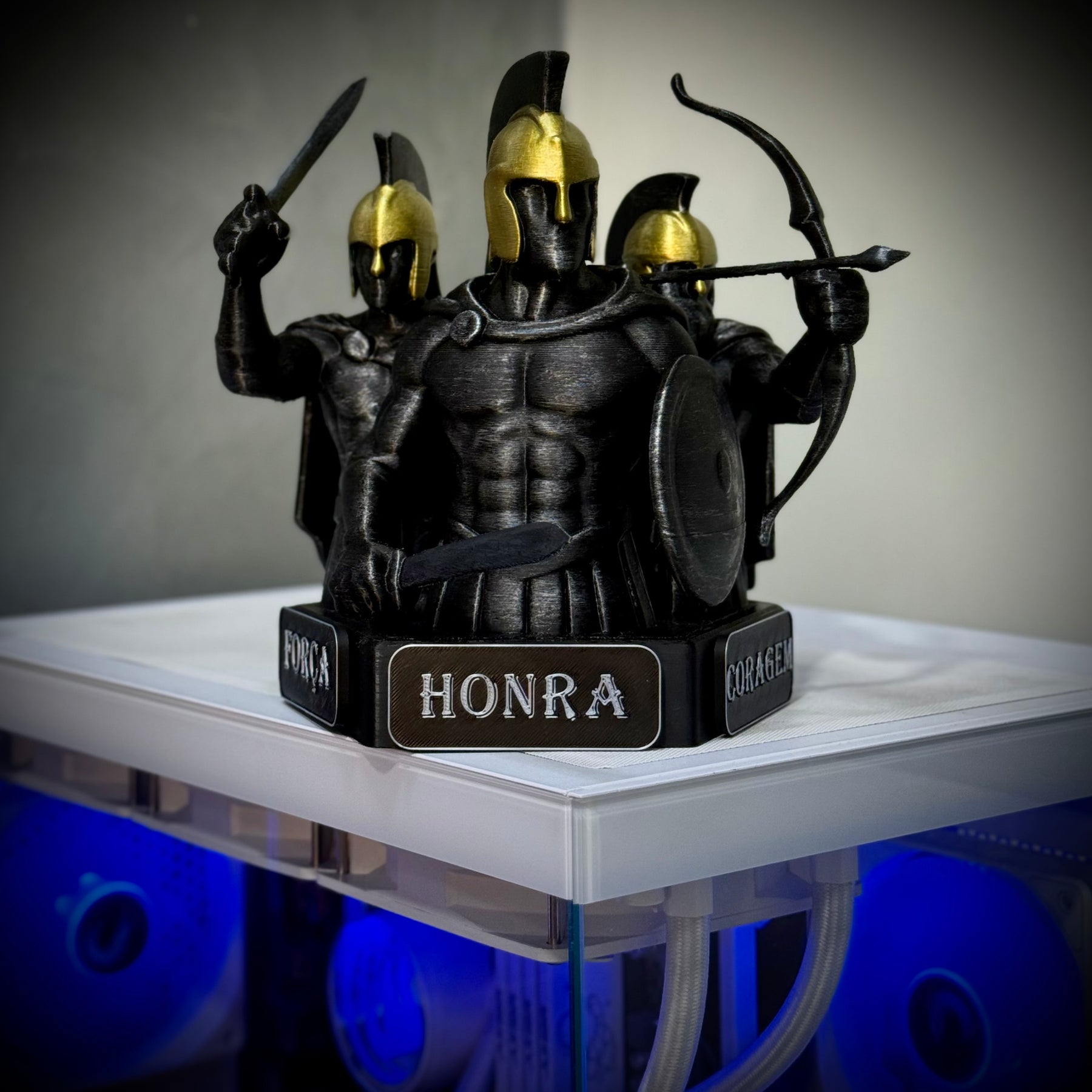 The Spartan Honor – Os Três Espartanos: Força, Honra e Coragem Premium Decorativo de Luxo pintado a mão, Pronta entrega