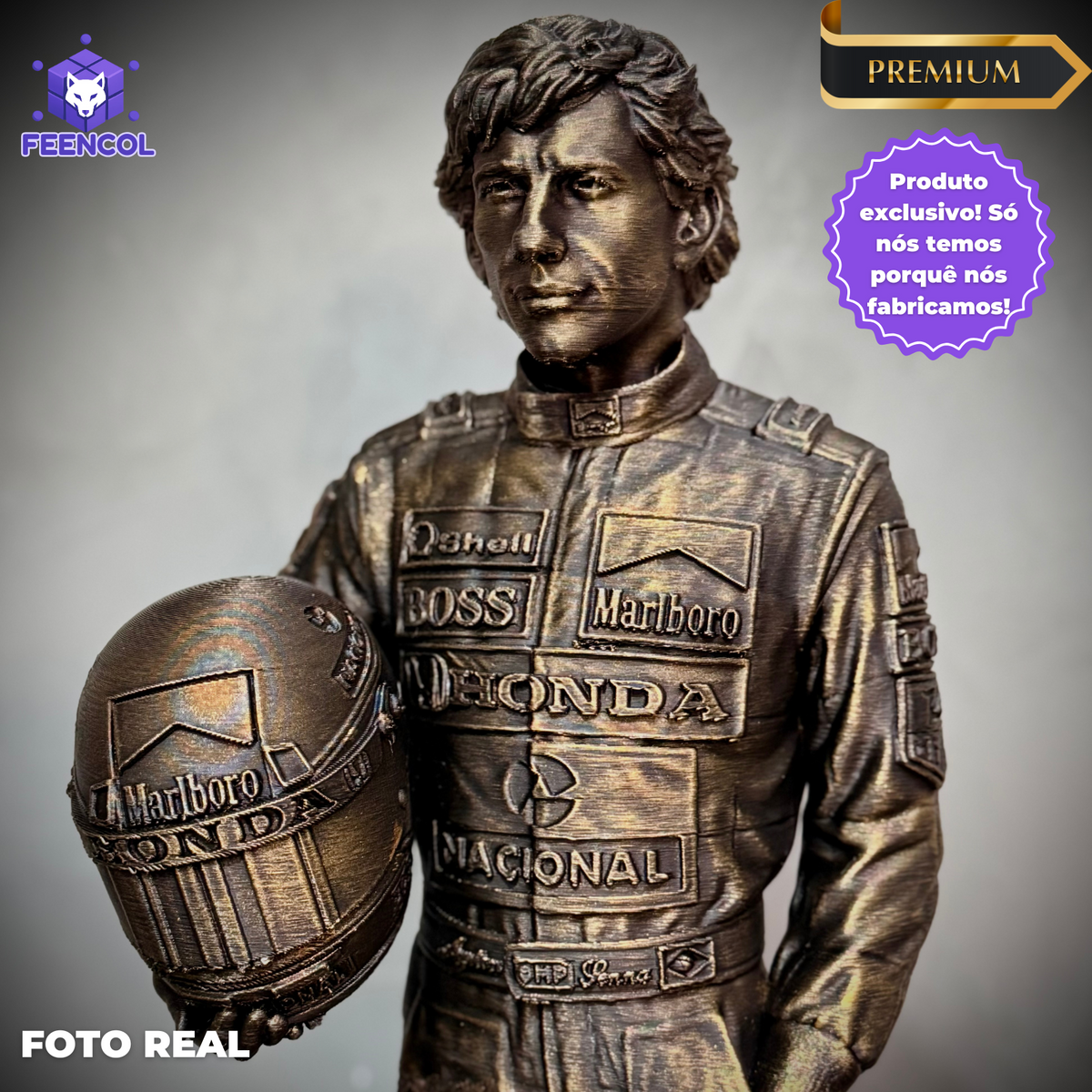 The Eternal Champion – ( Figure Ayrton Senna) Premium Decorativo de Luxo pintado a mão, robusto Pronta entrega