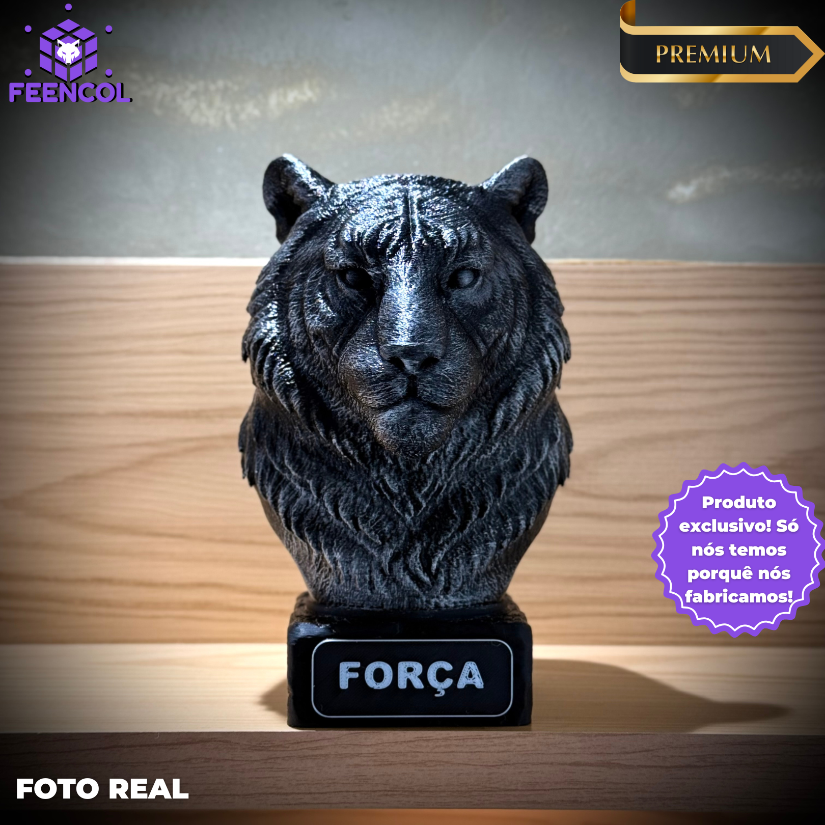 Kit 3 Bustos Premium Decorativos Aguia Foco, Tigre Força, Leão Fé, de Luxo pintados a mão, Pronta entrega