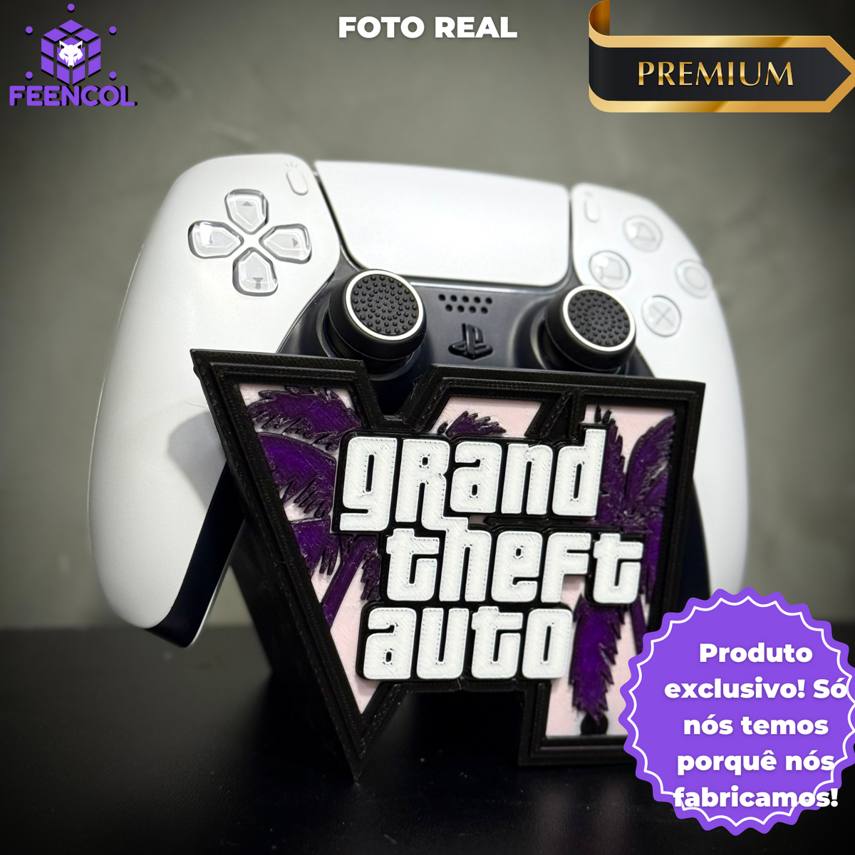 Suporte Premium para Controle Playstation/xbox GTA 6 , de luxo pintado a mão +CHAVEIRO DE BRINDE Pronta Entrega