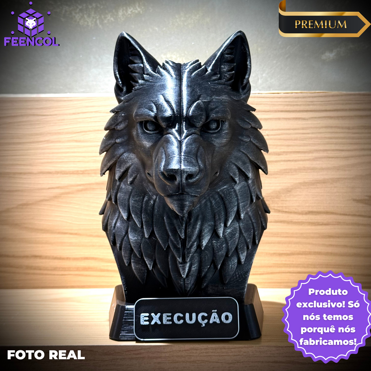 Kit 3 Bustos Premium Decorativos Leão Disciplina, Lobo Execução, Aguia Foco, de Luxo pintados a mão, Pronta entrega