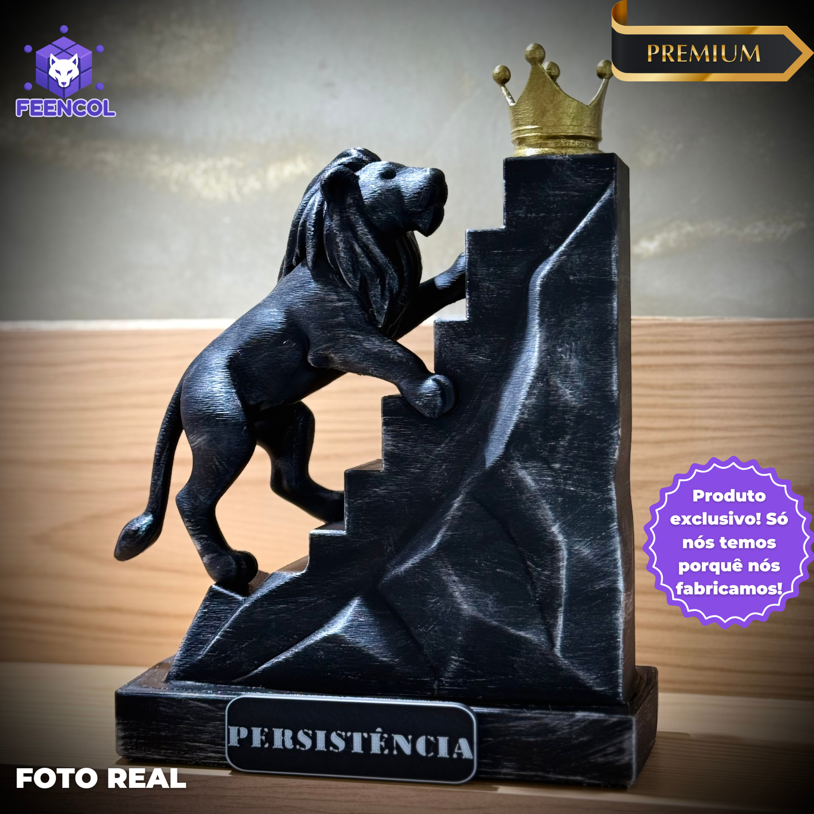 The Persistence Lion – ( Figure Leão da Persistência) Premium Decorativo de Luxo pintado a mão, Pronta entrega