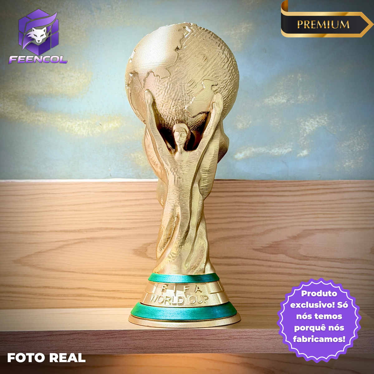 The Hexa Legacy – (Taça da Copa Tamanho Real ) Obra de Arte Decorativa Premium, PINTADA A MÃO Pronta entrega
