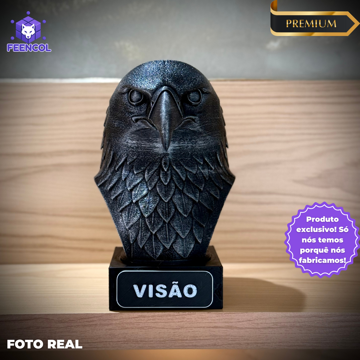 Kit 3 Bustos Premium Decorativos Aguia visão,Leão Preparação, Lobo execução de Luxo pintados a mão, Pronta entrega