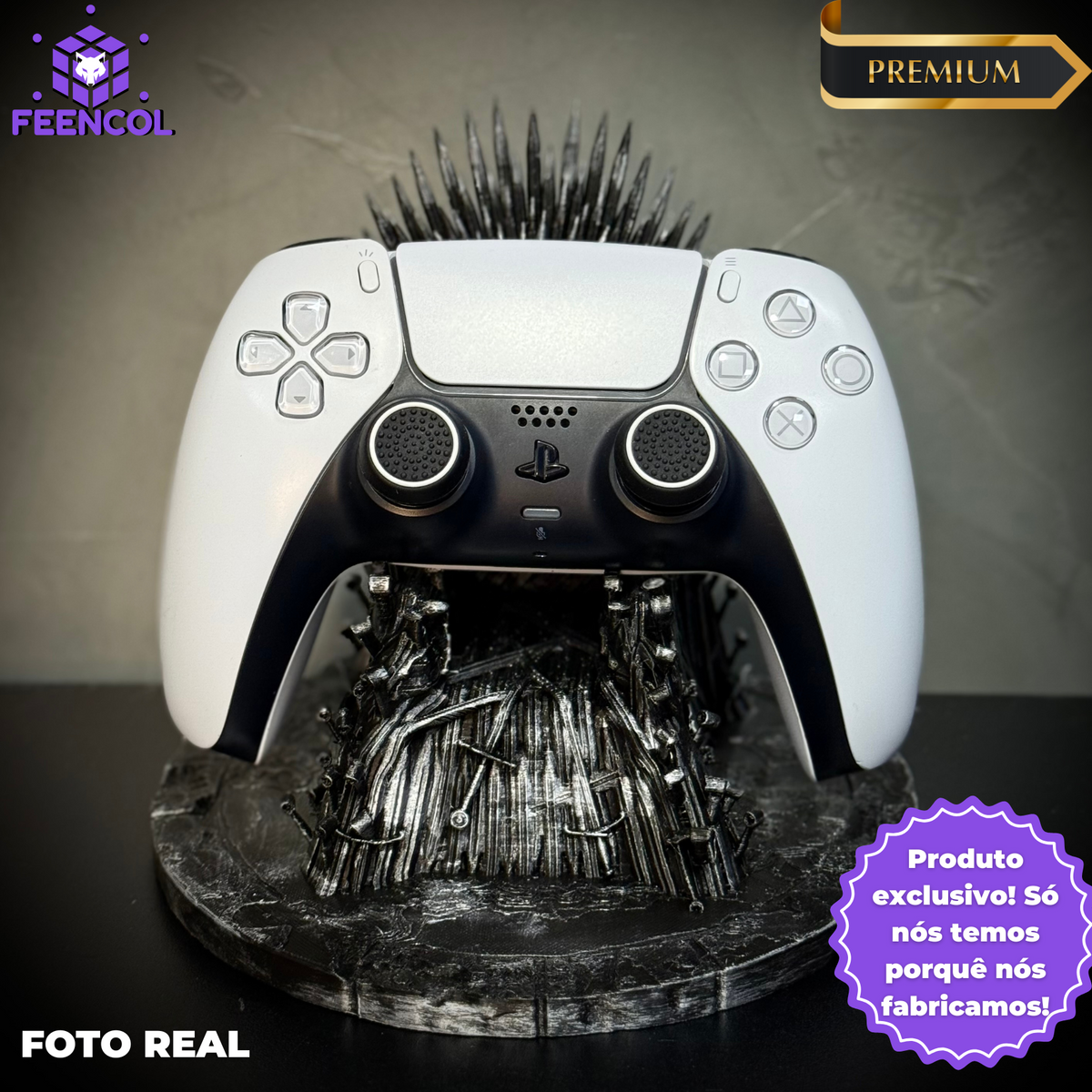 Suporte/Decoração Premium Trono de ferro Game of Thrones compativel com Controle Playstation e Xbox pintado a mão + CHAVEIRO DE BRINDE Pronta Entrega