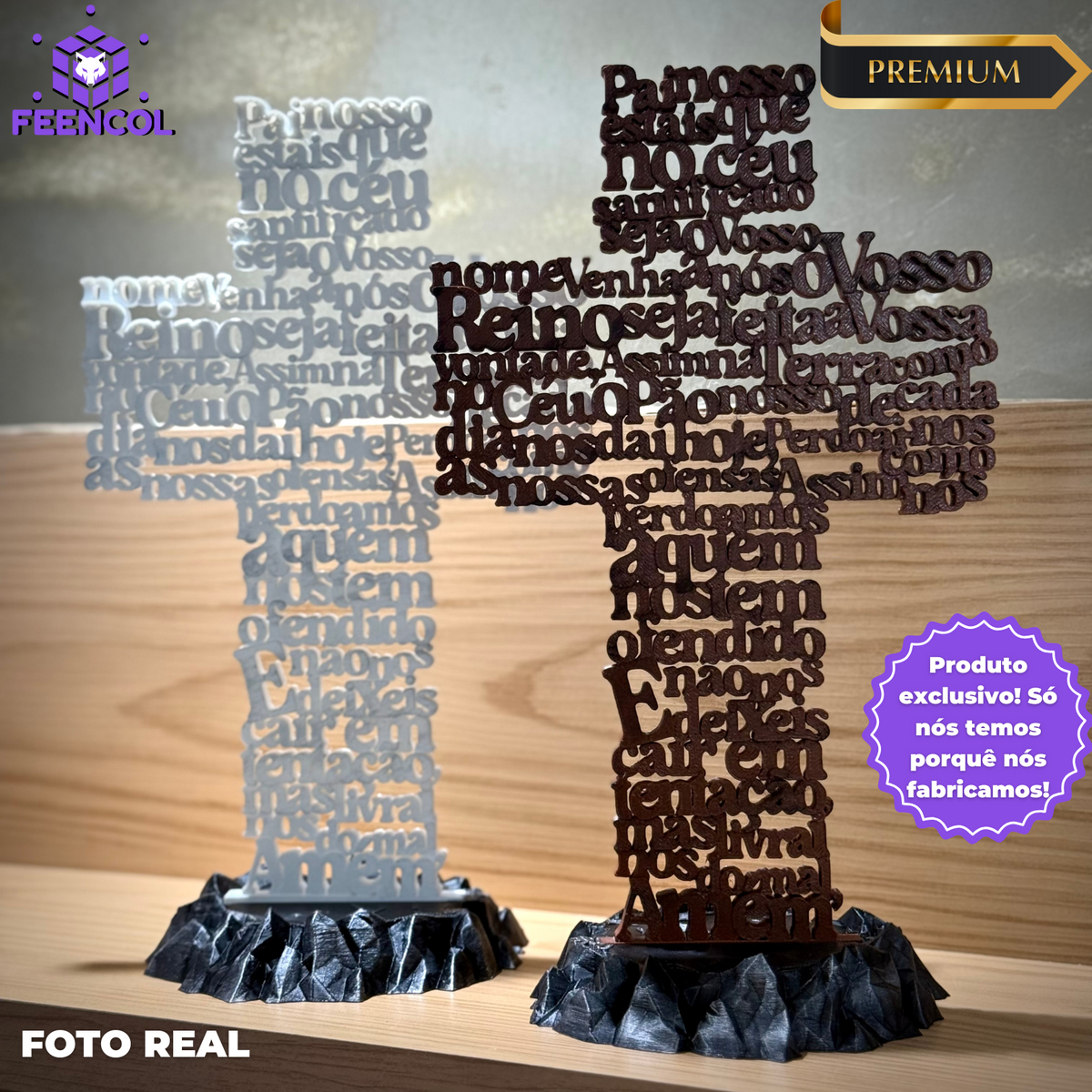 A cruz do pai nosso Figura Premium Decorativa de Luxo pintado a mão, Pronta entrega + Chaveiro Fé de Brinde!