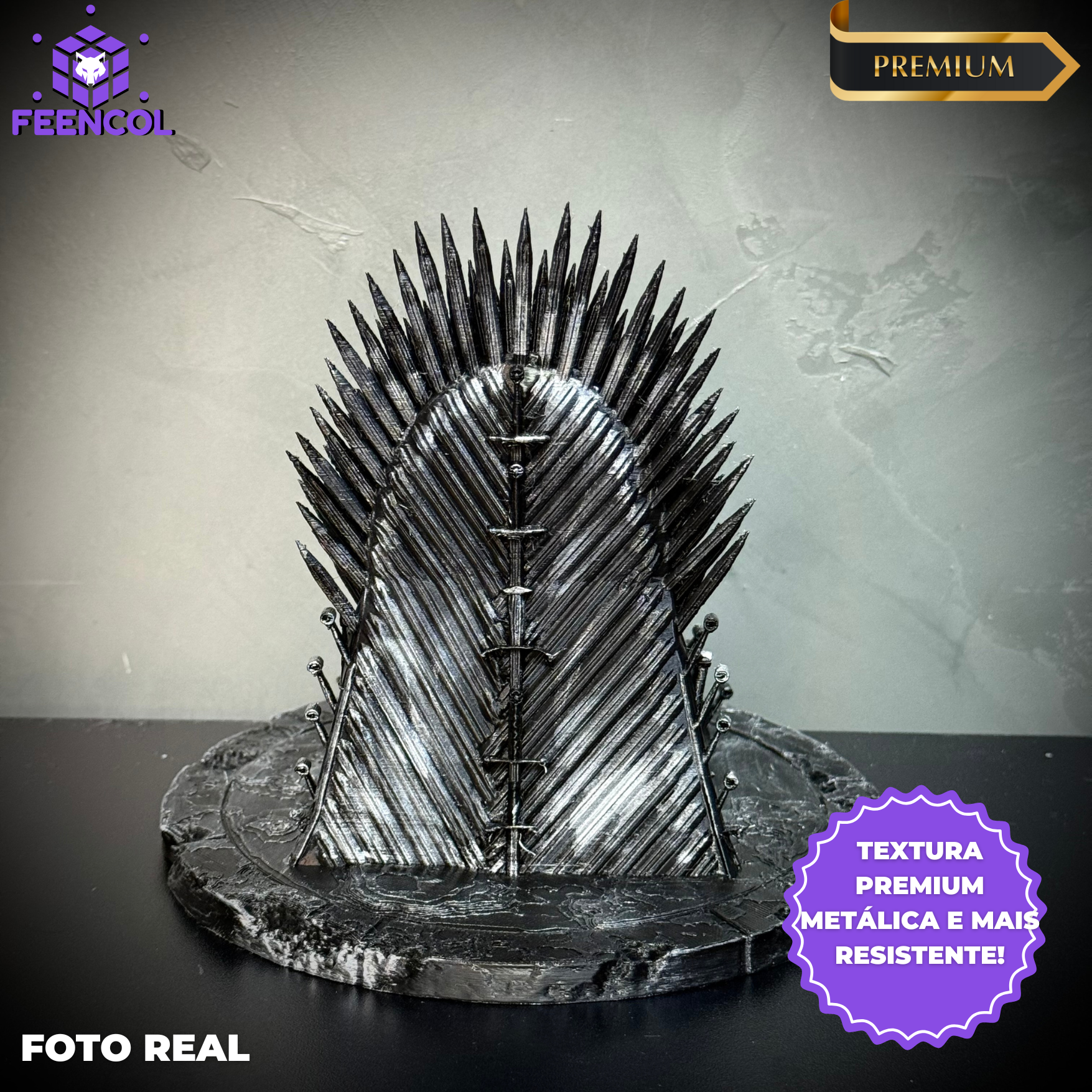 Suporte/Decoração Premium Trono de ferro Game of Thrones compativel com Controle Playstation e Xbox pintado a mão + CHAVEIRO DE BRINDE Pronta Entrega