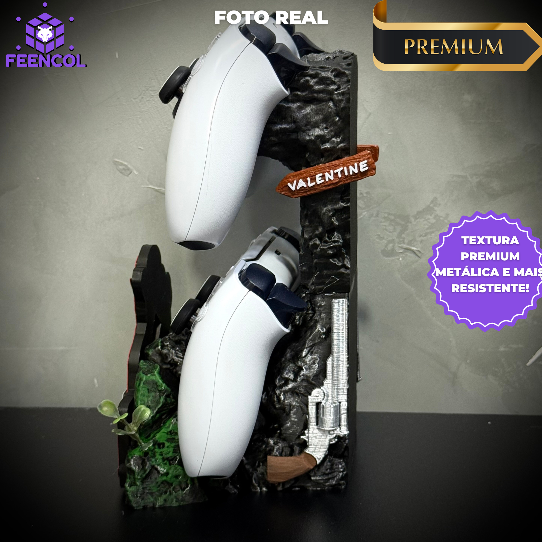 Suporte Premium Duplo Para Controle Ps5/ Ps4 e Xbox Red Dead Redemption 2 de luxo pintado a mão + CHAVEIRO DE BRINDE Pronta Entrega