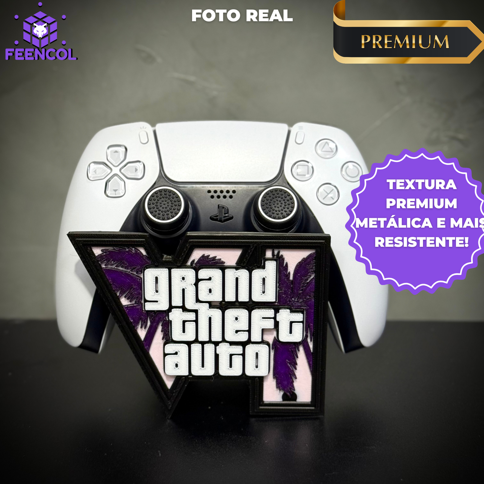 Suporte Premium para Controle Playstation/xbox GTA 6 , de luxo pintado a mão +CHAVEIRO DE BRINDE Pronta Entrega