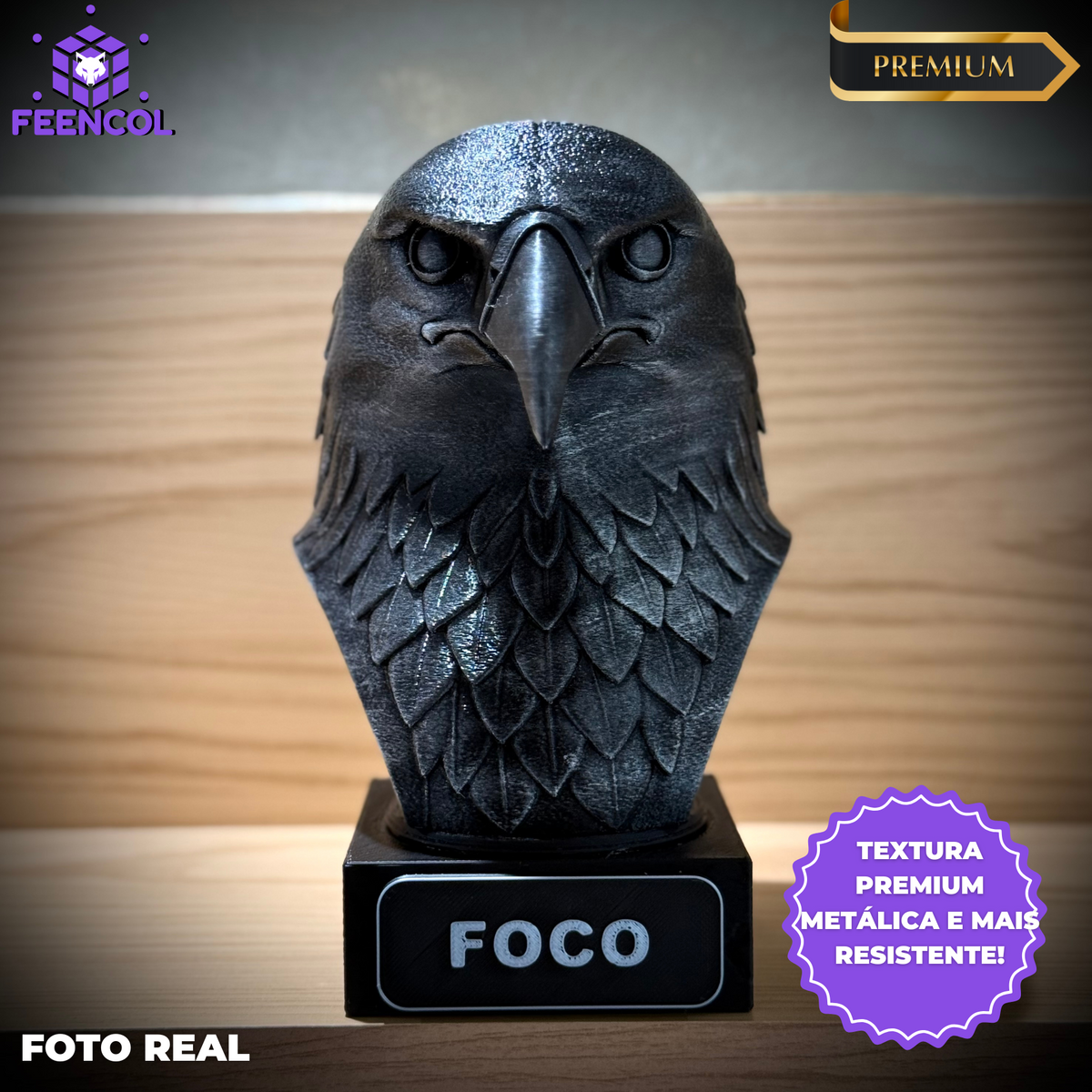 Kit 3 Bustos Premium Decorativos Aguia Foco, Tigre Força, Leão Fé, de Luxo pintados a mão, Pronta entrega