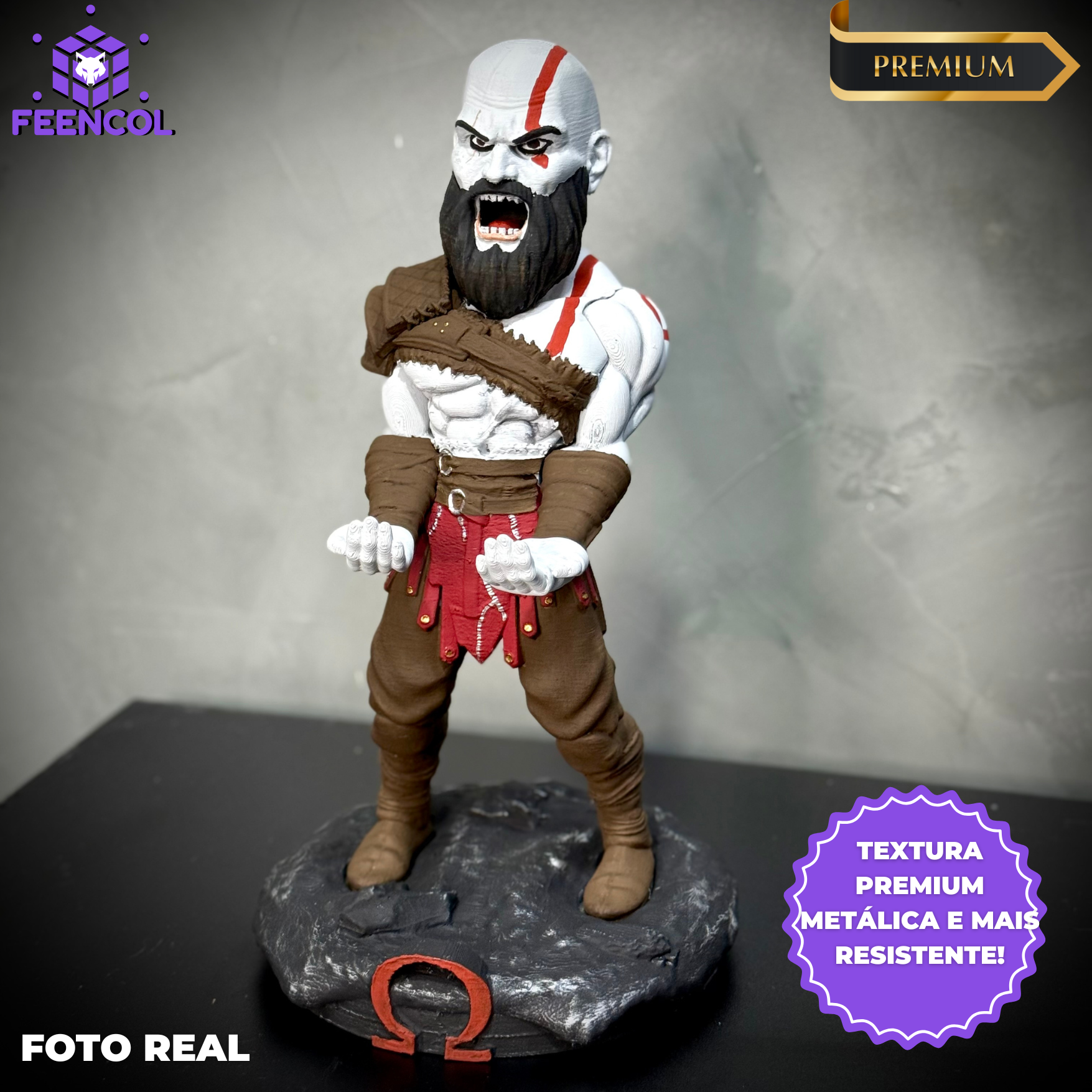 Suporte Premium Para Controle de Playstation e Xbox Kratos de luxo pintado a mão Pronta Entrega com chaveiro de brinde