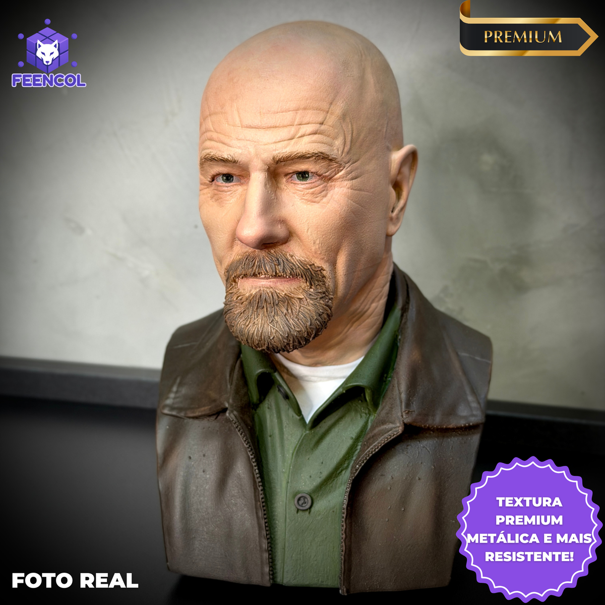 Action Figure Busto Walter White 1/4 (Breaking Bad) de luxo Resina pintado a mão Híper Realista Pronta Entrega Peça única
