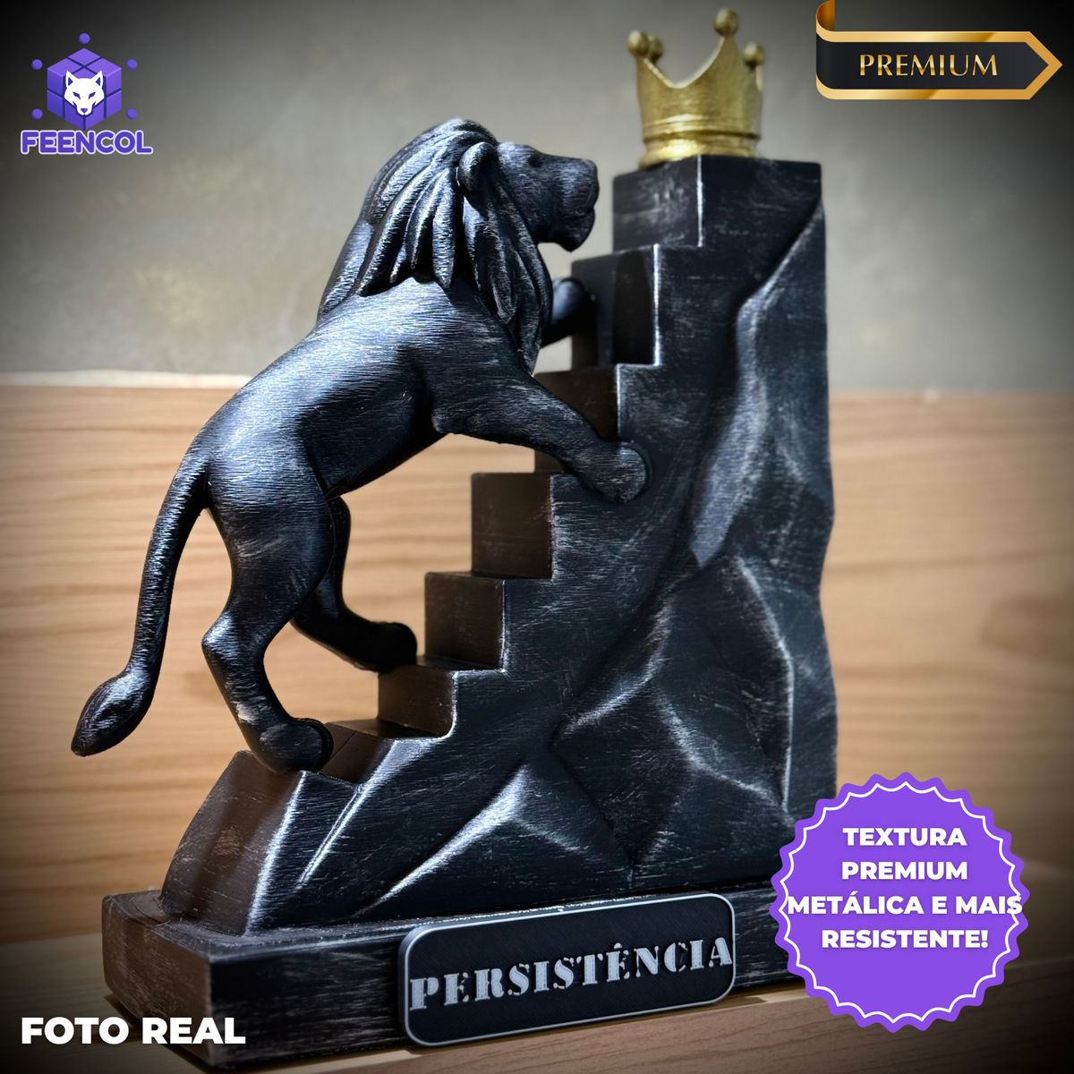 The Persistence Lion – ( Figure Leão da Persistência) Premium Decorativo de Luxo pintado a mão, Pronta entrega