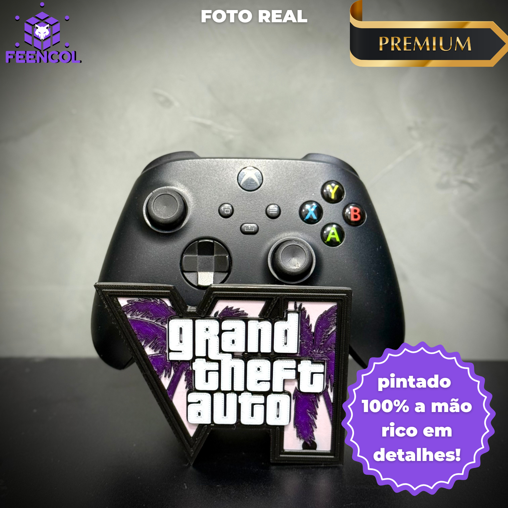 Suporte Premium para Controle Playstation/xbox GTA 6 , de luxo pintado a mão +CHAVEIRO DE BRINDE Pronta Entrega