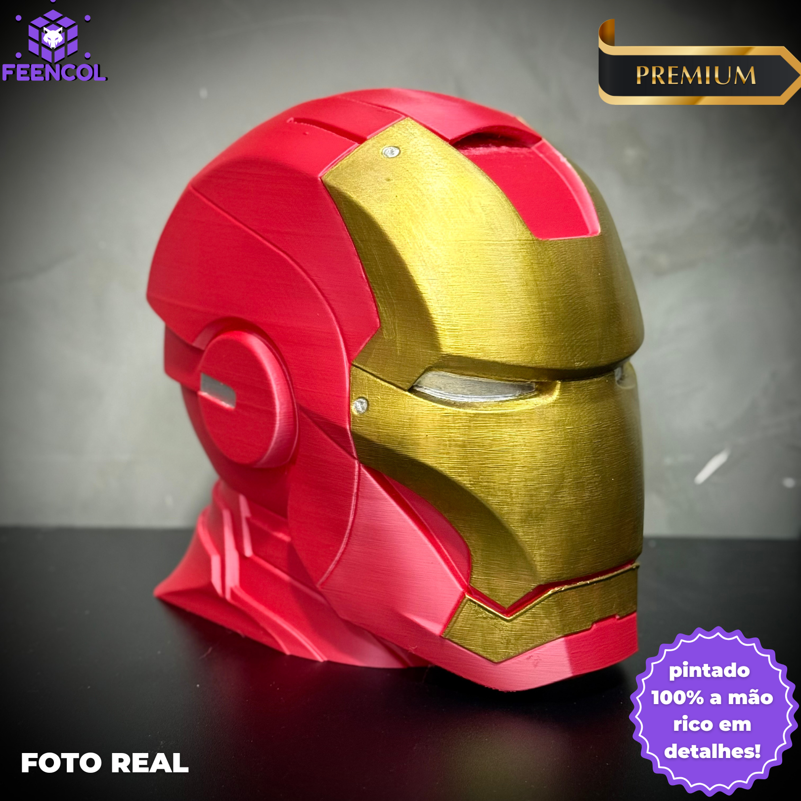Suporte/Decoração Para Headset Fone Gamer - Homem de Ferro (Iron Man) de luxo pintado a mão Pronta Entrega