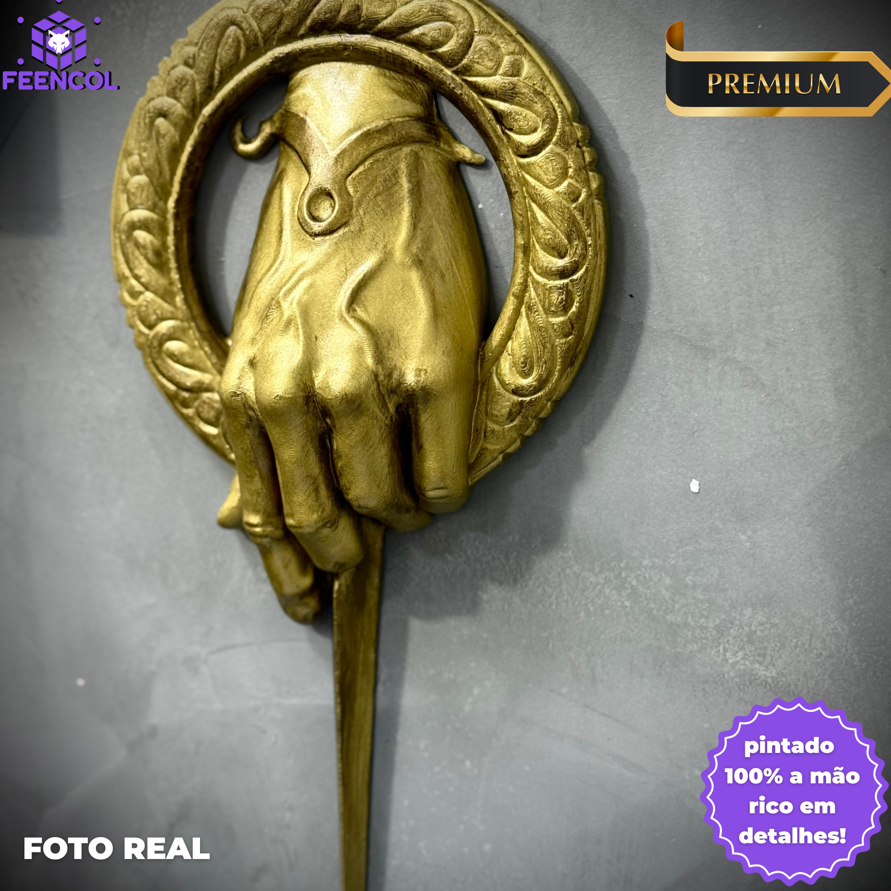 Quadro 3D Premium Mão do Rei Game of Thrones de Luxo +CHAVEIRO DE BRINDE Pronta Entrega