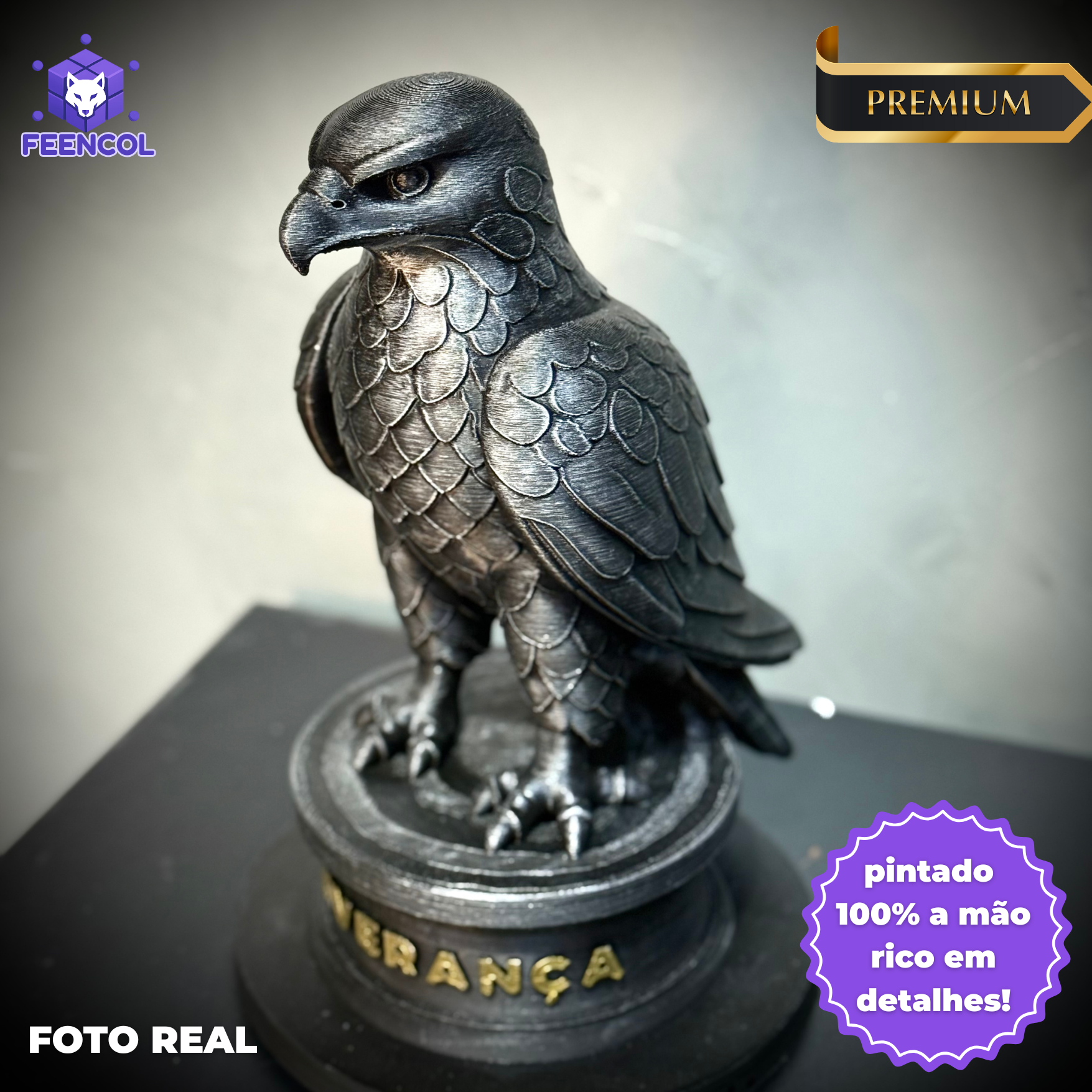 The eagle of perseverance – ( Figure Aguia da Perseverança) Premium Decorativo de Luxo pintado a mão, Pronta entrega
