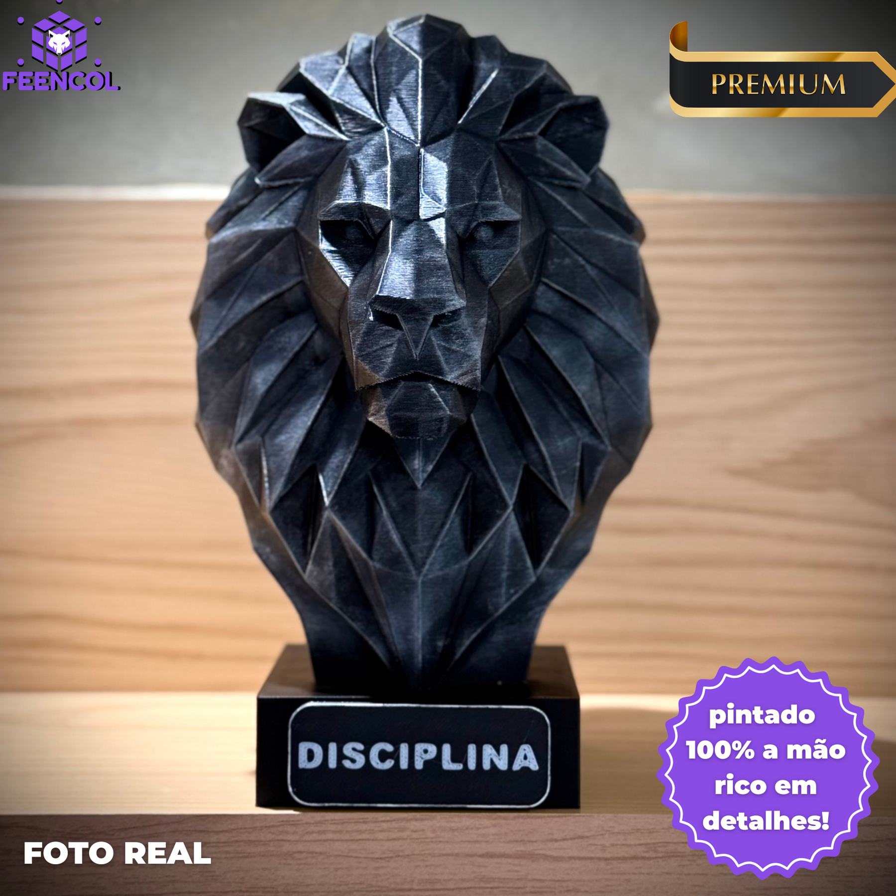 Kit 3 Bustos Premium Decorativos Leão Disciplina, Lobo Execução, Aguia Foco, de Luxo pintados a mão, Pronta entrega