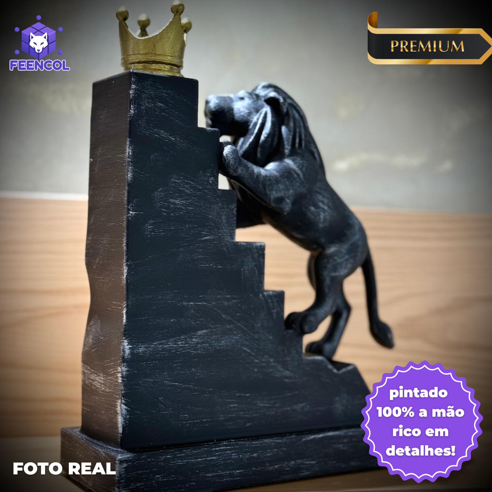 The Persistence Lion – ( Figure Leão da Persistência) Premium Decorativo de Luxo pintado a mão, Pronta entrega