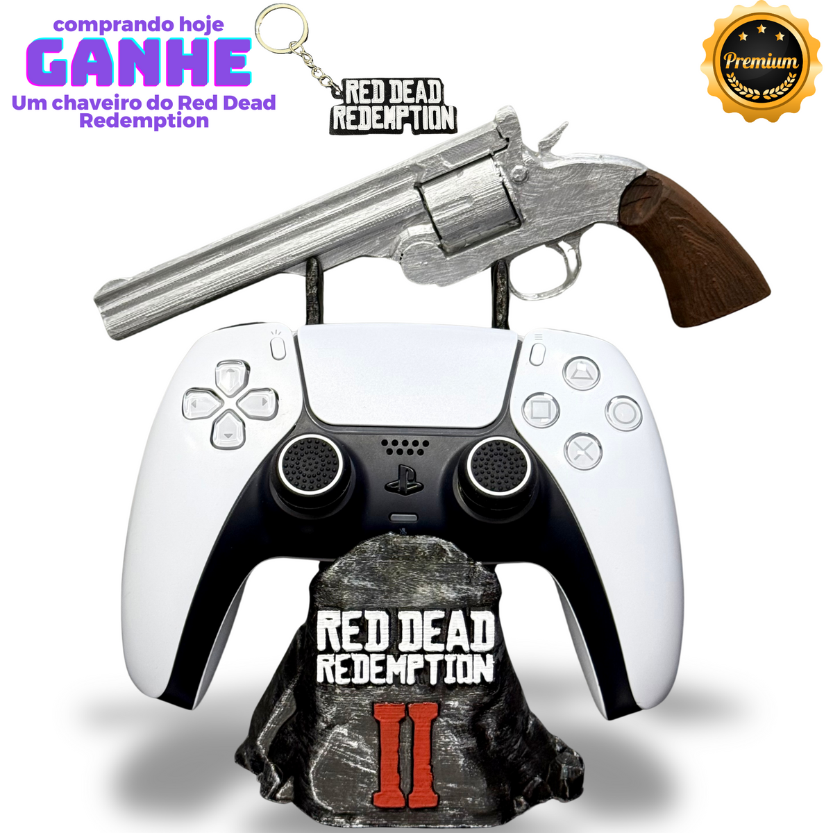 Suporte Premium Para Controle Ps5/ Ps4 e Xbox Red Dead Redemption 2 de luxo pintado a mão +CHAVEIRO DE BRINDE Pronta Entrega