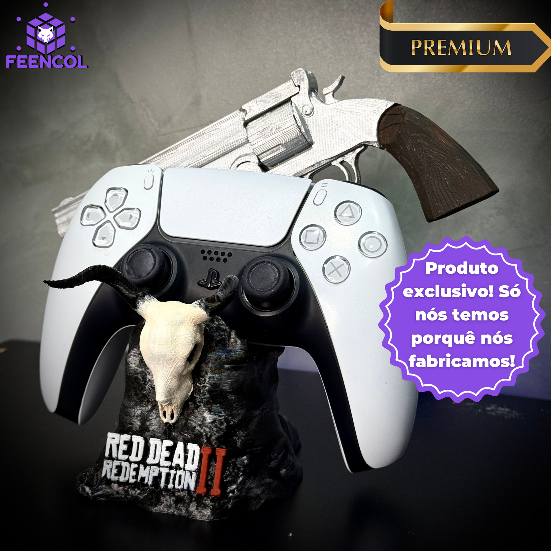 Suporte Premium Para Controle Ps5/ Ps4 e Xbox Red Dead Redemption 2 de luxo pintado a mão + CHAVEIRO DE BRINDE Pronta Entrega