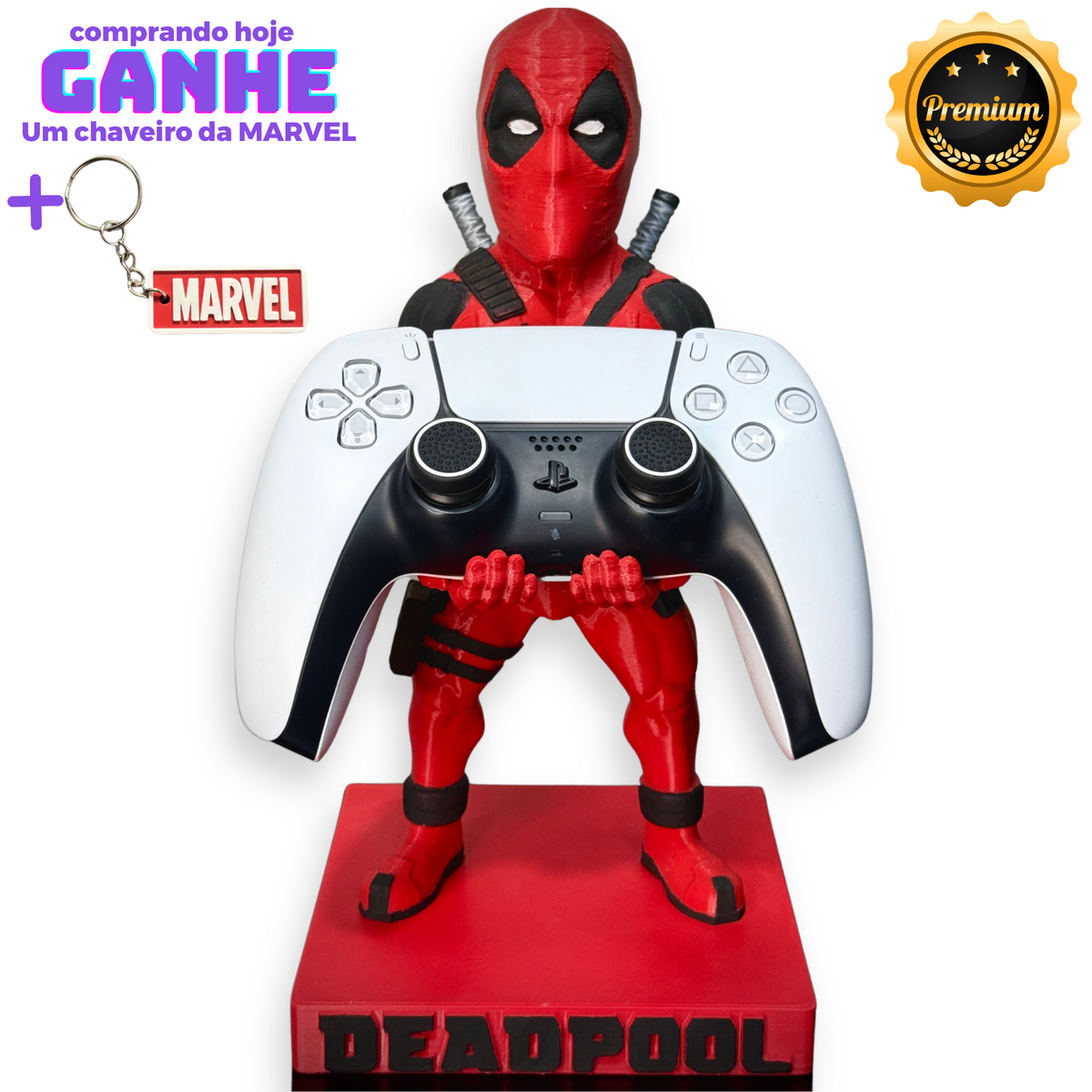 Suporte Premium Para Controle de Playstation e Xbox Deadpool de luxo pintado a mão Pronta Entrega com chaveiro de brinde