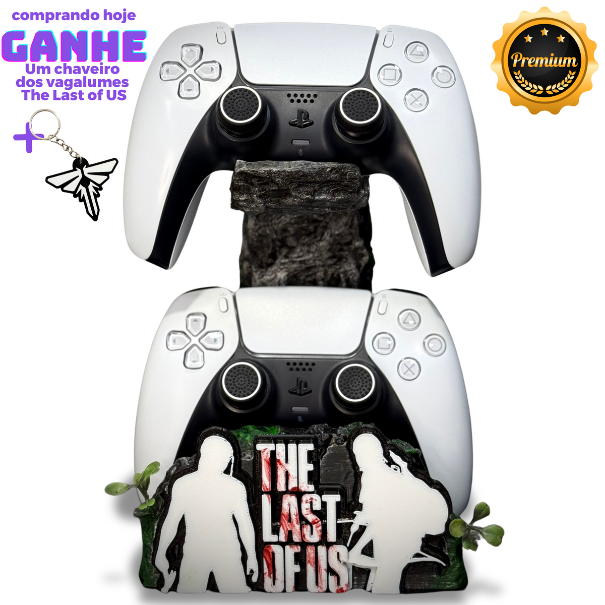 Suporte Premium Duplo Para Controle Ps5/ Ps4 e Xbox The Last Of Us de luxo pintado a mão + CHAVEIRO DE BRINDE Pronta Entrega