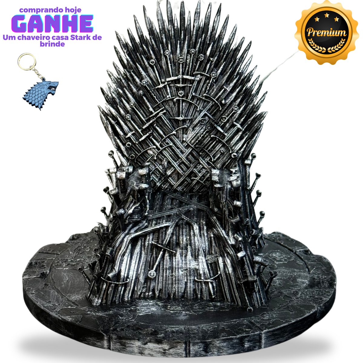 Suporte/Decoração Premium Trono de ferro Game of Thrones compativel com Controle Playstation e Xbox pintado a mão + CHAVEIRO DE BRINDE Pronta Entrega
