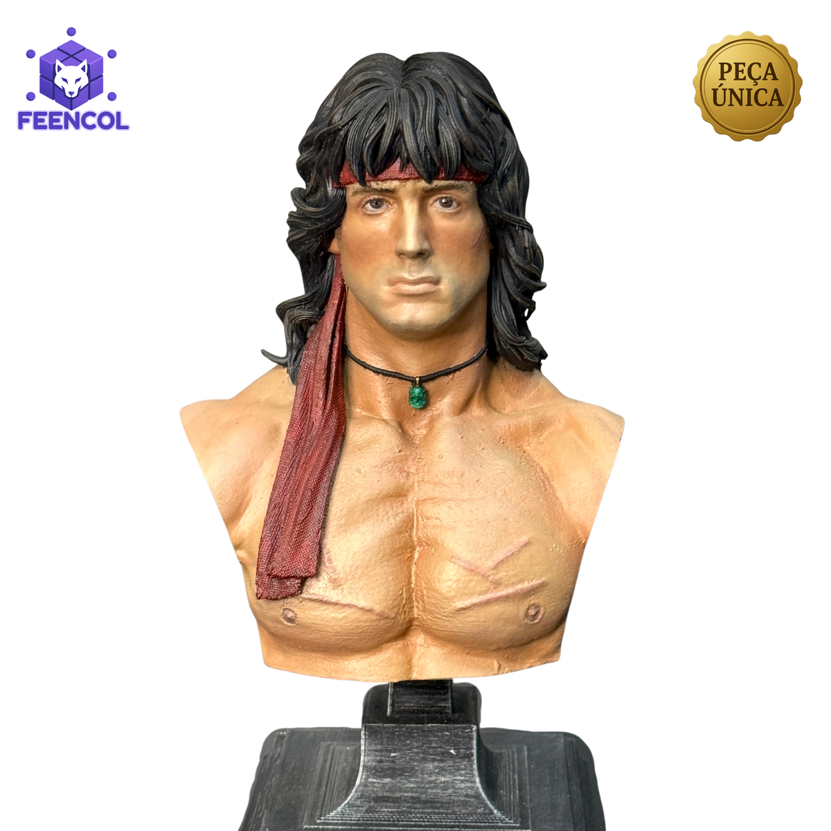 Action Figure Busto Rambo 1/4 ( Sylvester Stallone )  de luxo Resina pintado a mão Híper Realista Pronta Entrega Peça única