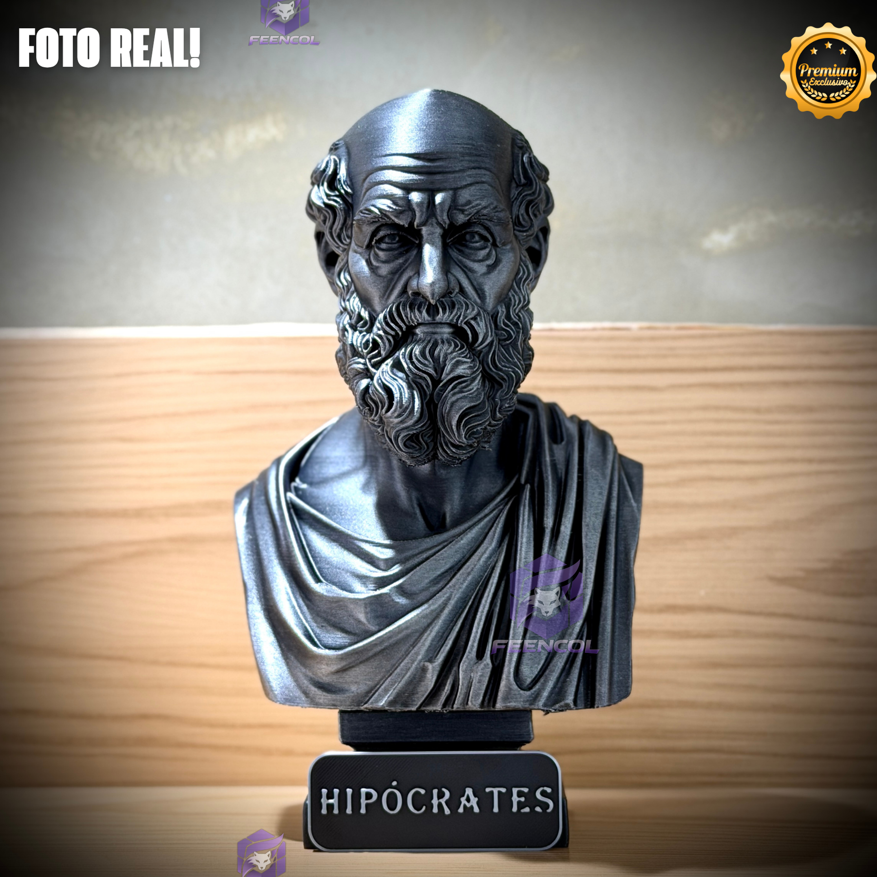 The HipócratesLegacy ( Busto Premium de Hipócrates ) Decorativo de Luxo pintado a mão, Pronta entrega ORIGINAL.