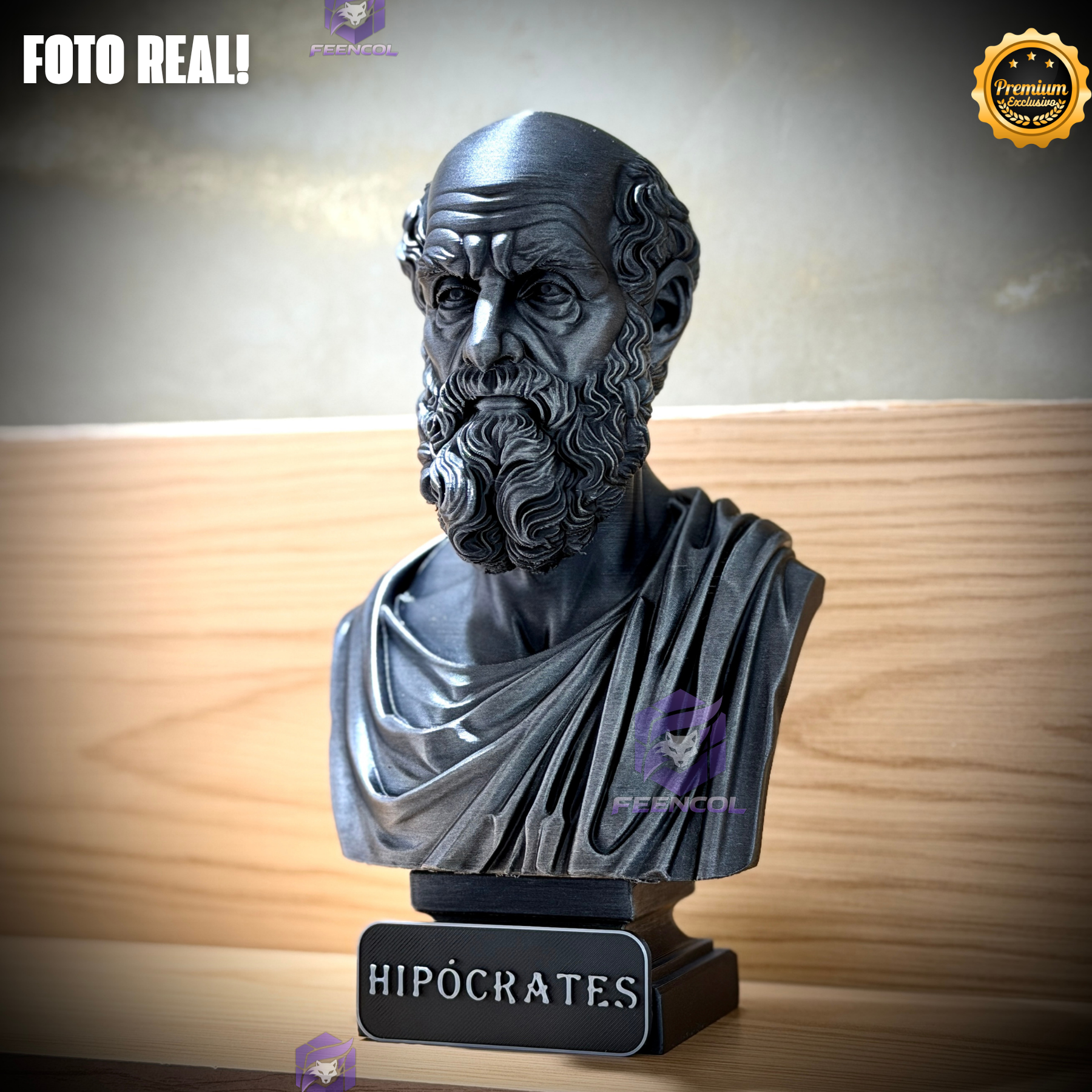 The HipócratesLegacy ( Busto Premium de Hipócrates ) Decorativo de Luxo pintado a mão, Pronta entrega ORIGINAL.